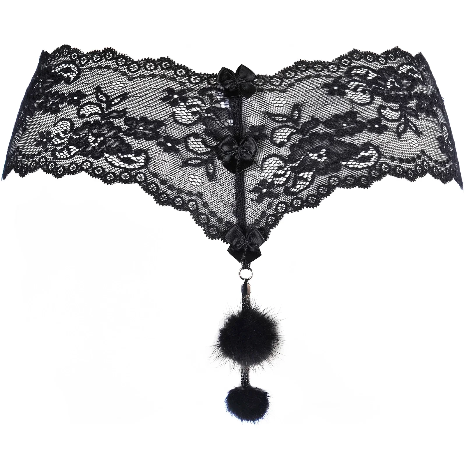 Axami Pussycat Fur Chain Lace String Panty — view 6