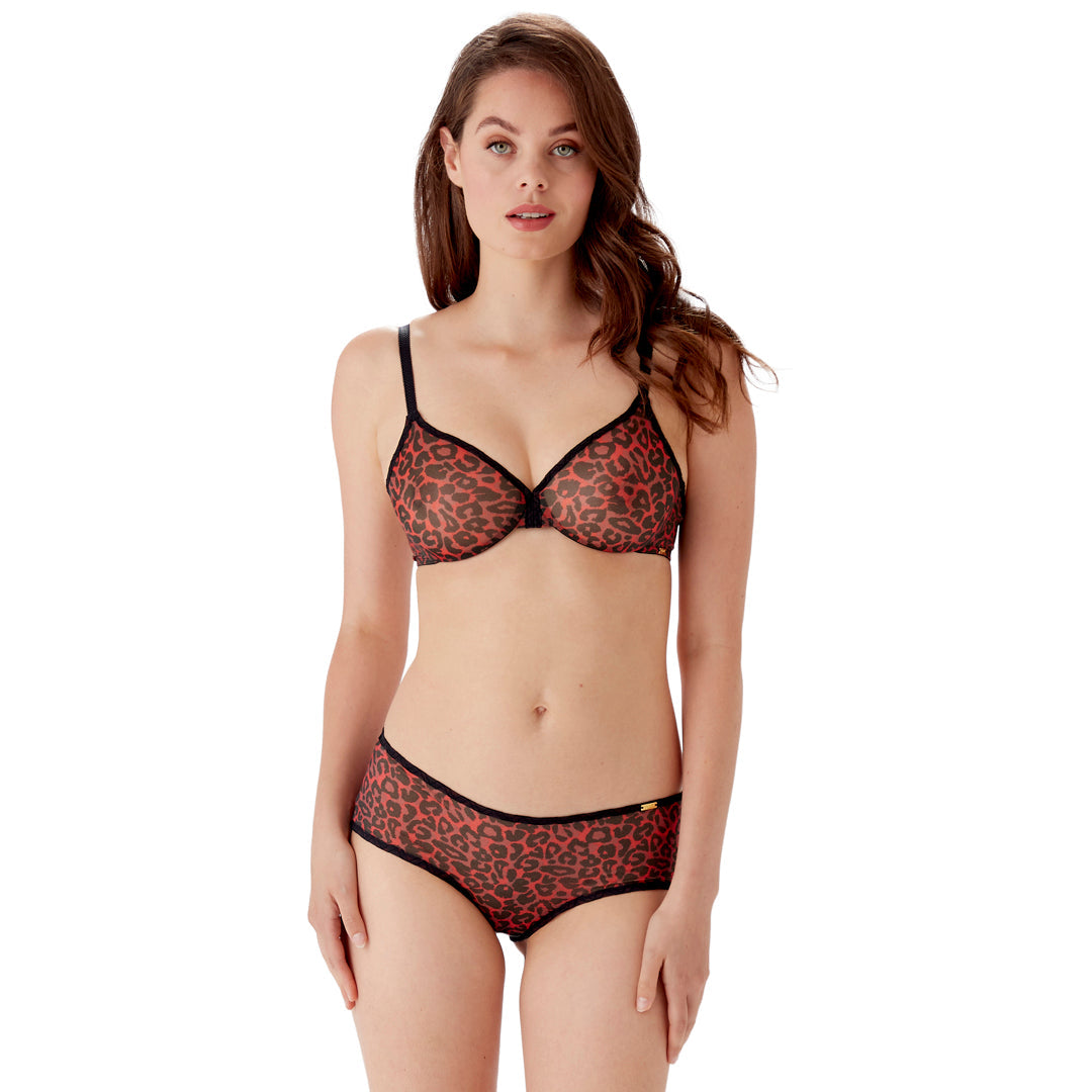 Gossard Glossies Leopard Red Printed Sheer Boy Short Panty — view 6