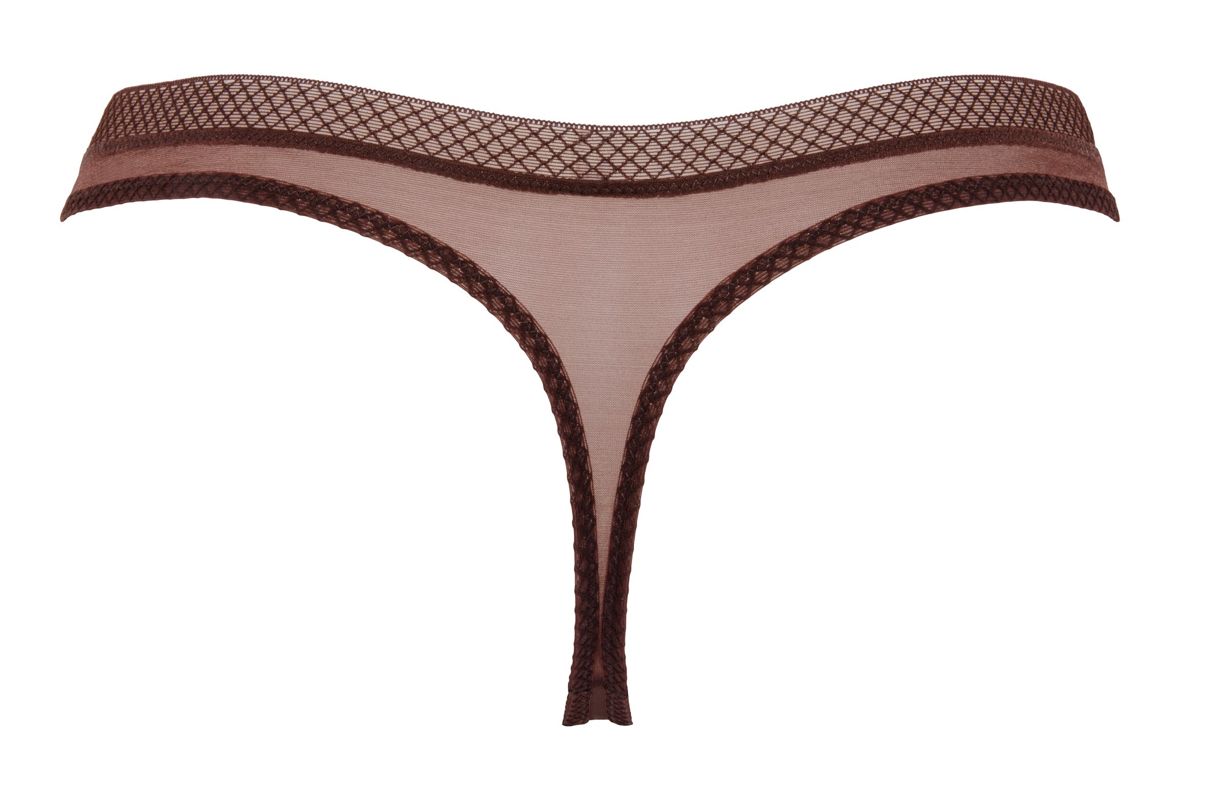 Gossard Glossies Rich Brown Sheer See Through Thong Panty — view 4
