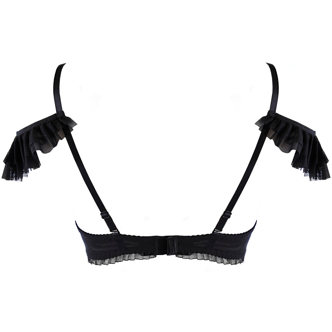 Axami Sweet Angel Black Ruche Open Cup Shelf Bra — view 7