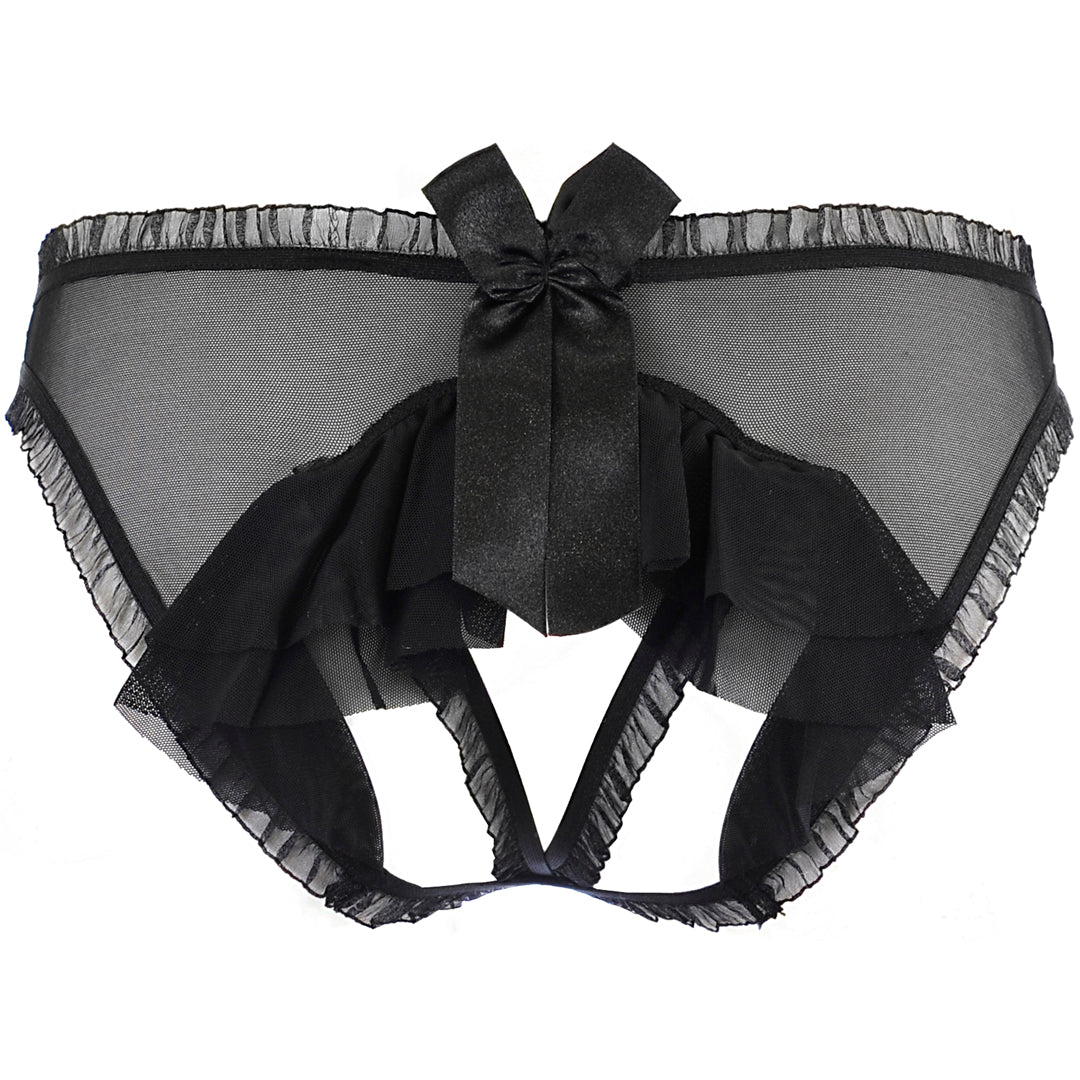 Axami Sweet Angel Black Flirty Ruche Sheer Peek-A-Boo Panty — view 7