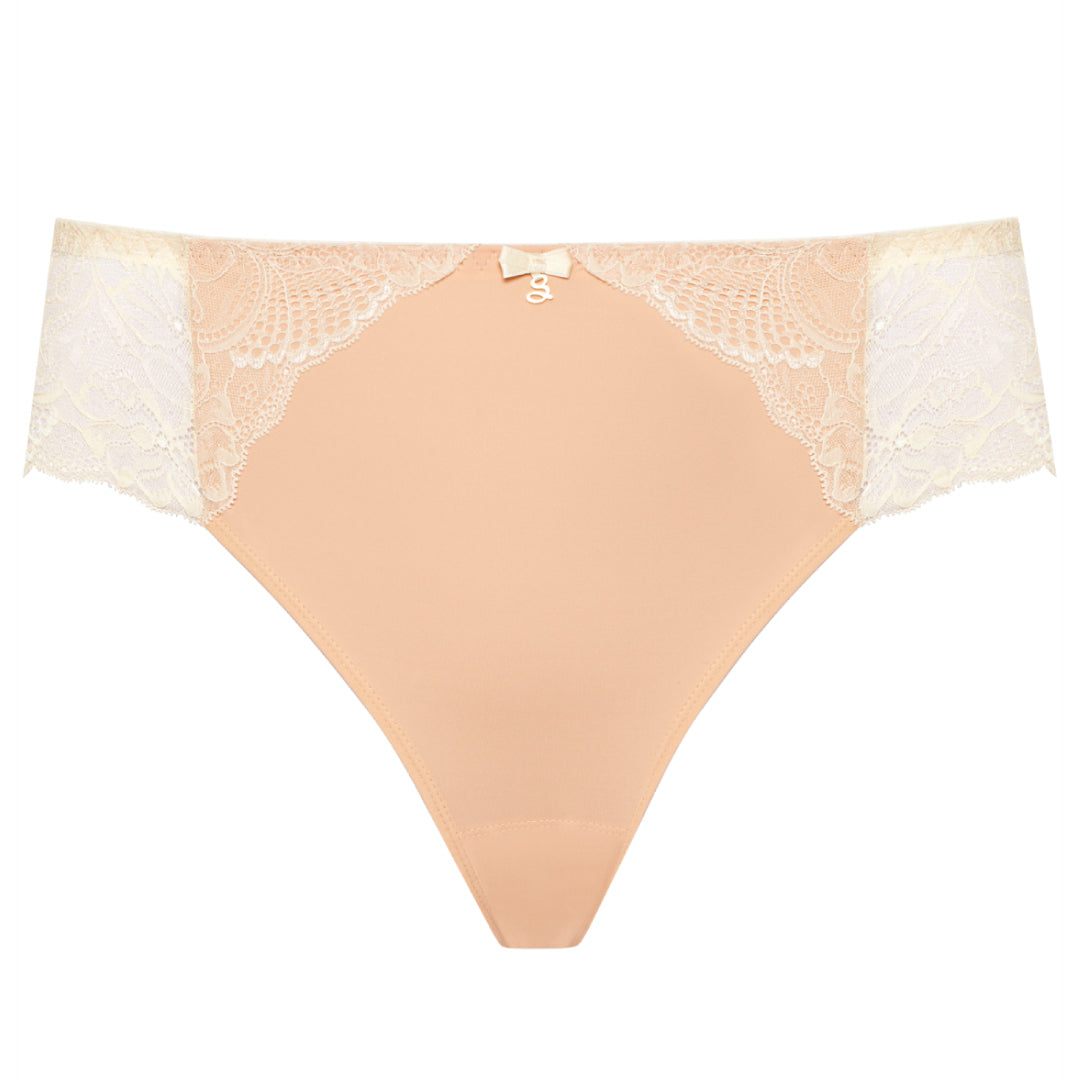 Samanta Anabelle Biscuit Sheer Mesh Tulle Embroidered Brief Panty — view 3
