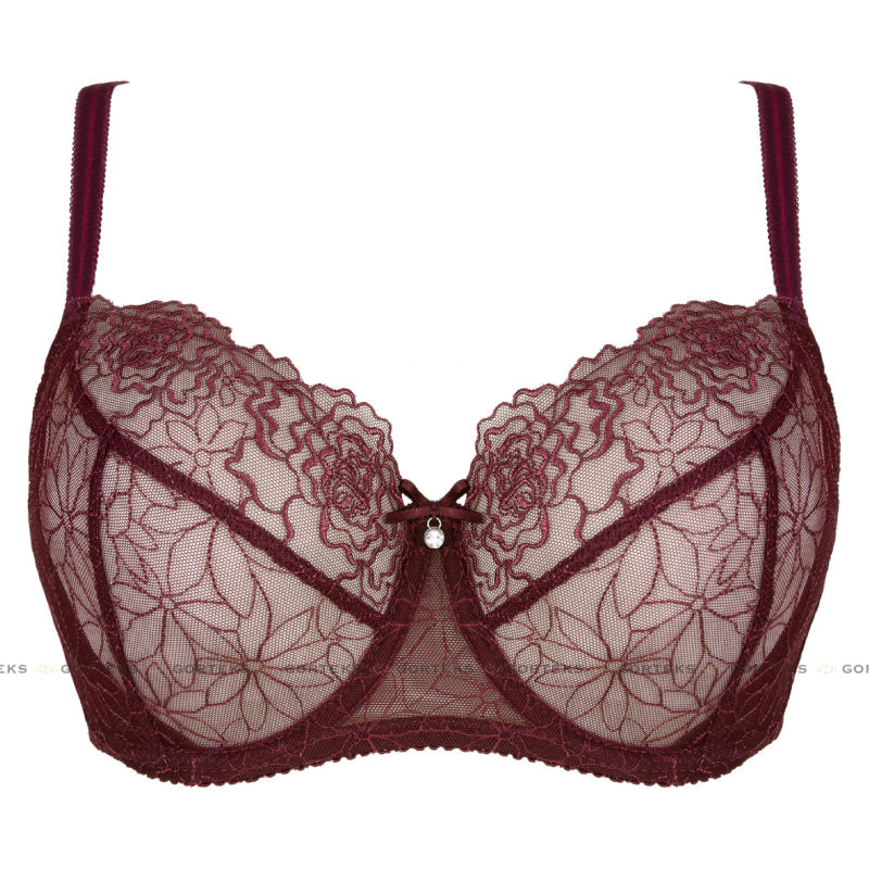 Gorteks Pamela Aubergine Sheer Mesh Balconette Bra — view 5