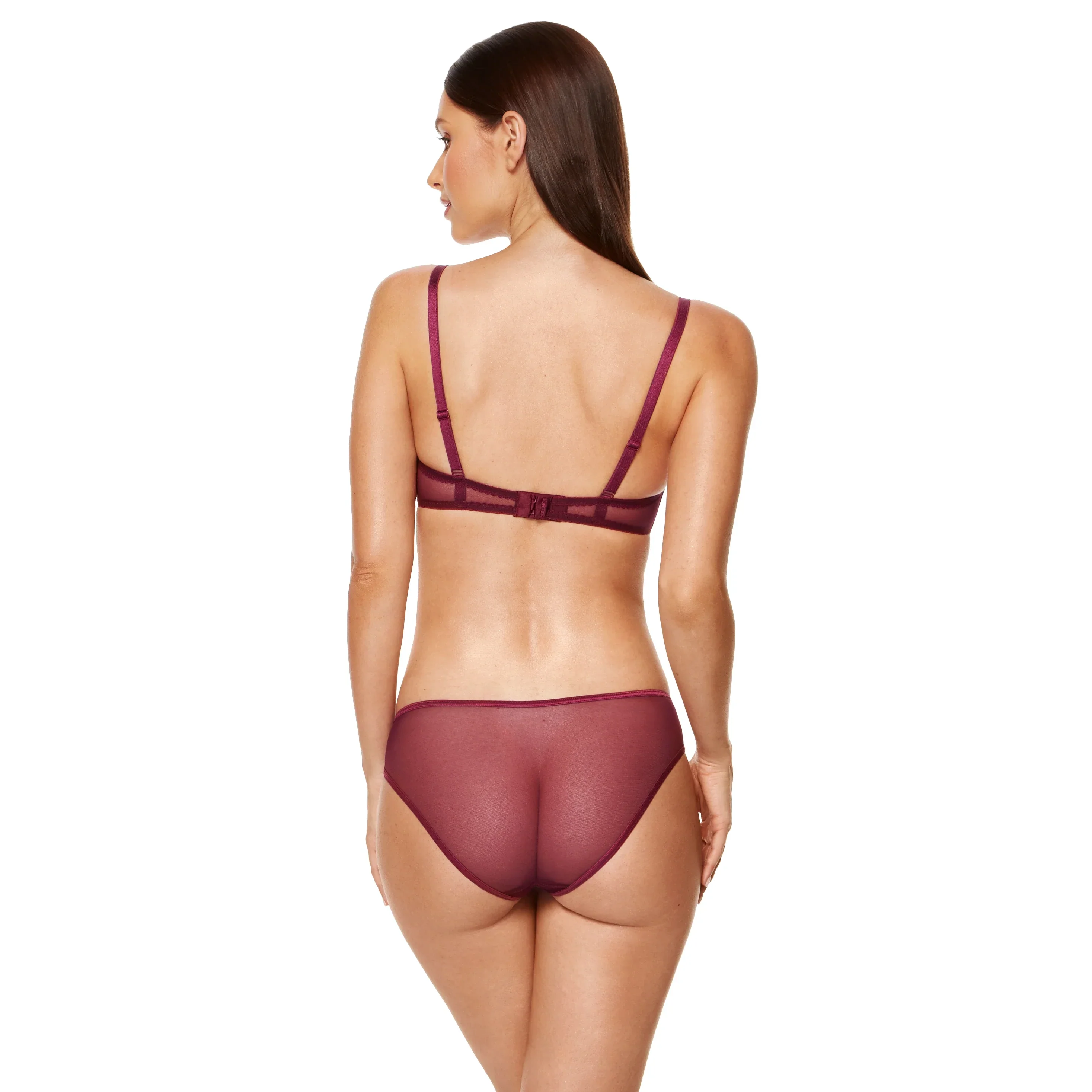 Gorteks Coco Burgundy Sheer Mid Rise Bikini Panty — view 6