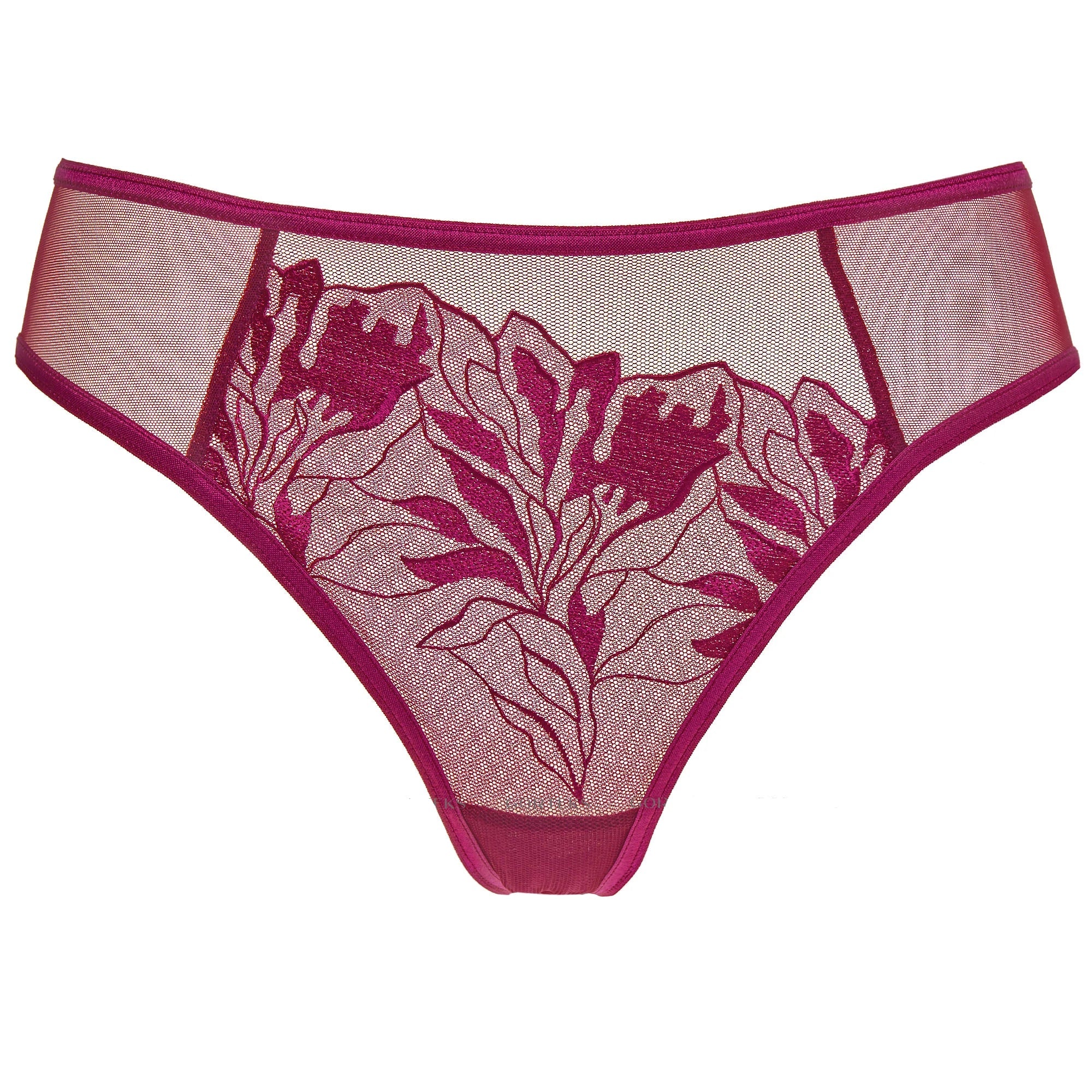 Gorteks Coco Burgundy Sheer Mid Rise Bikini Panty — view 3