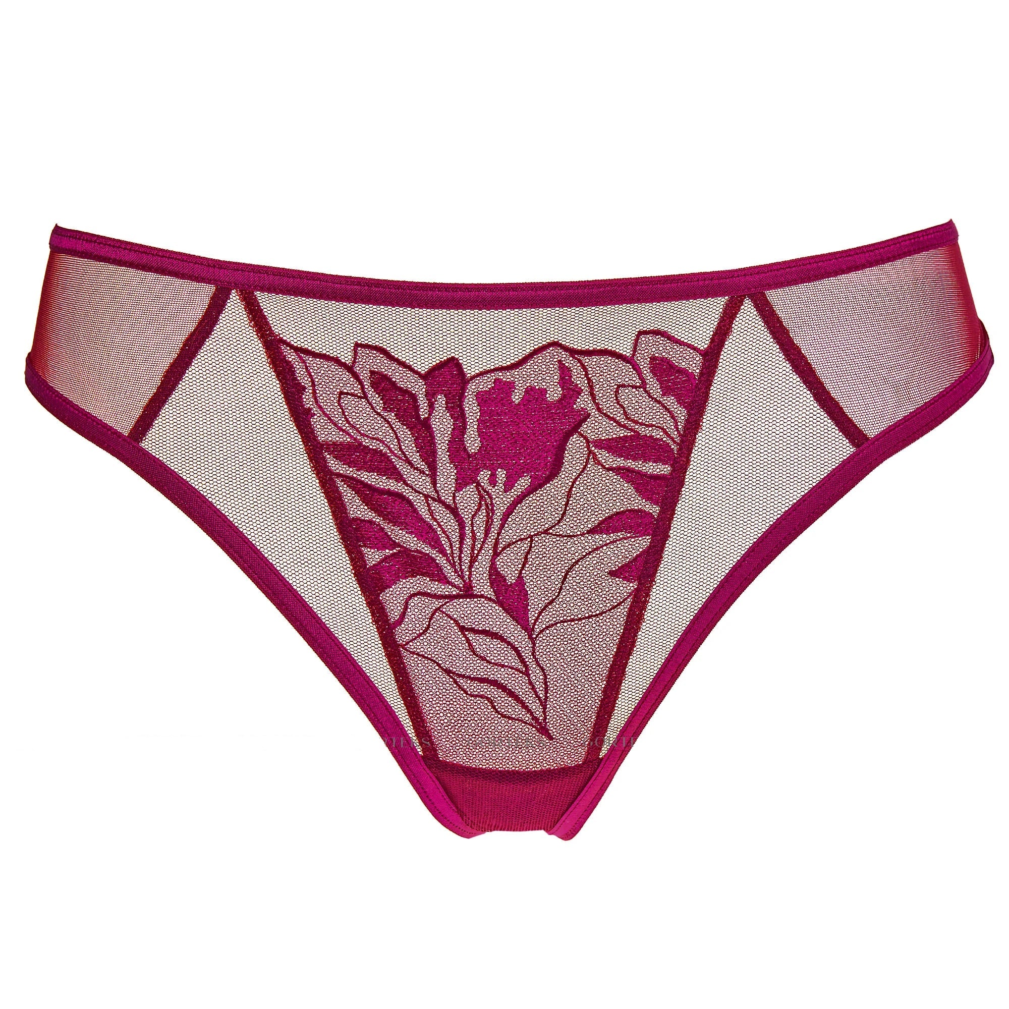 Gorteks Coco Burgundy Sheer Mesh Thong Panty — view 3