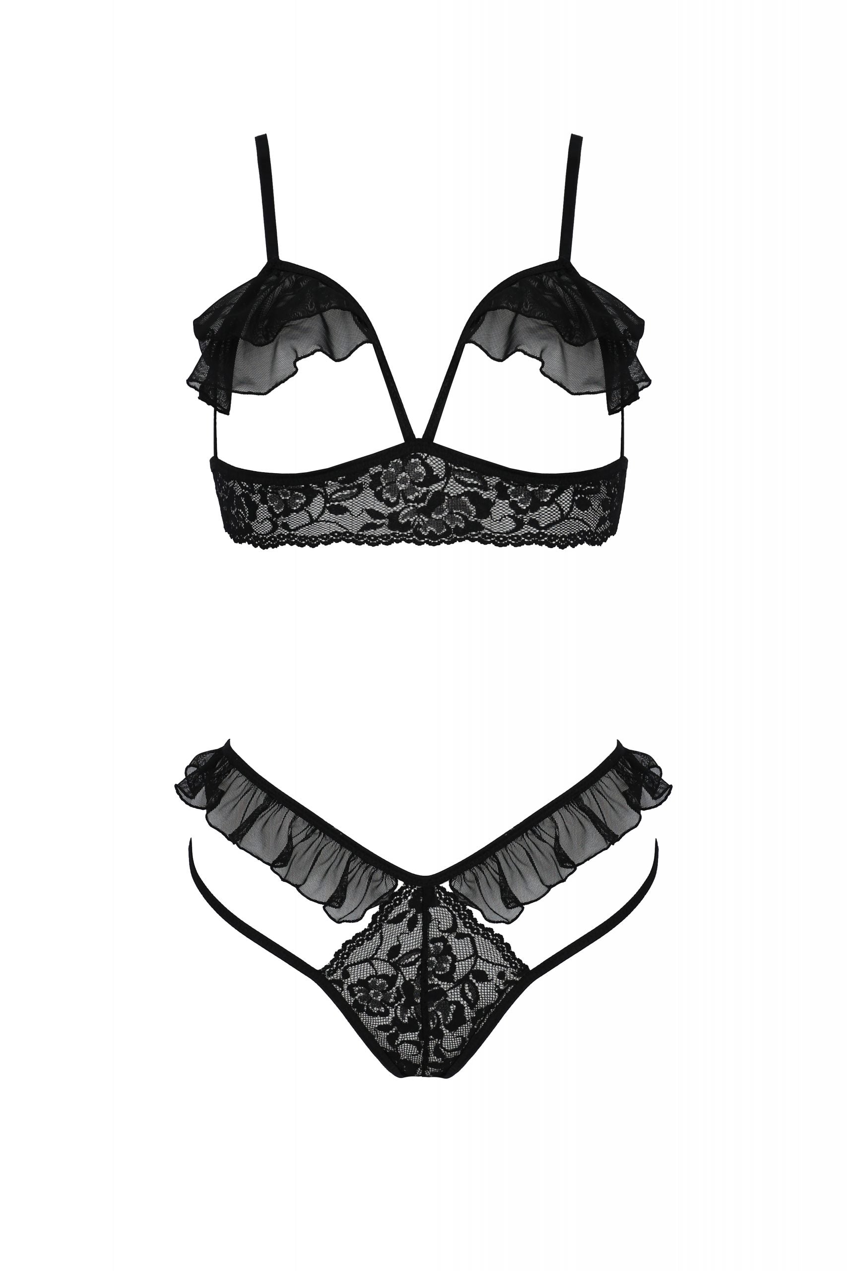 Sexy Open Cup Bra & Sheer Lace String Passion Dolly — view 3