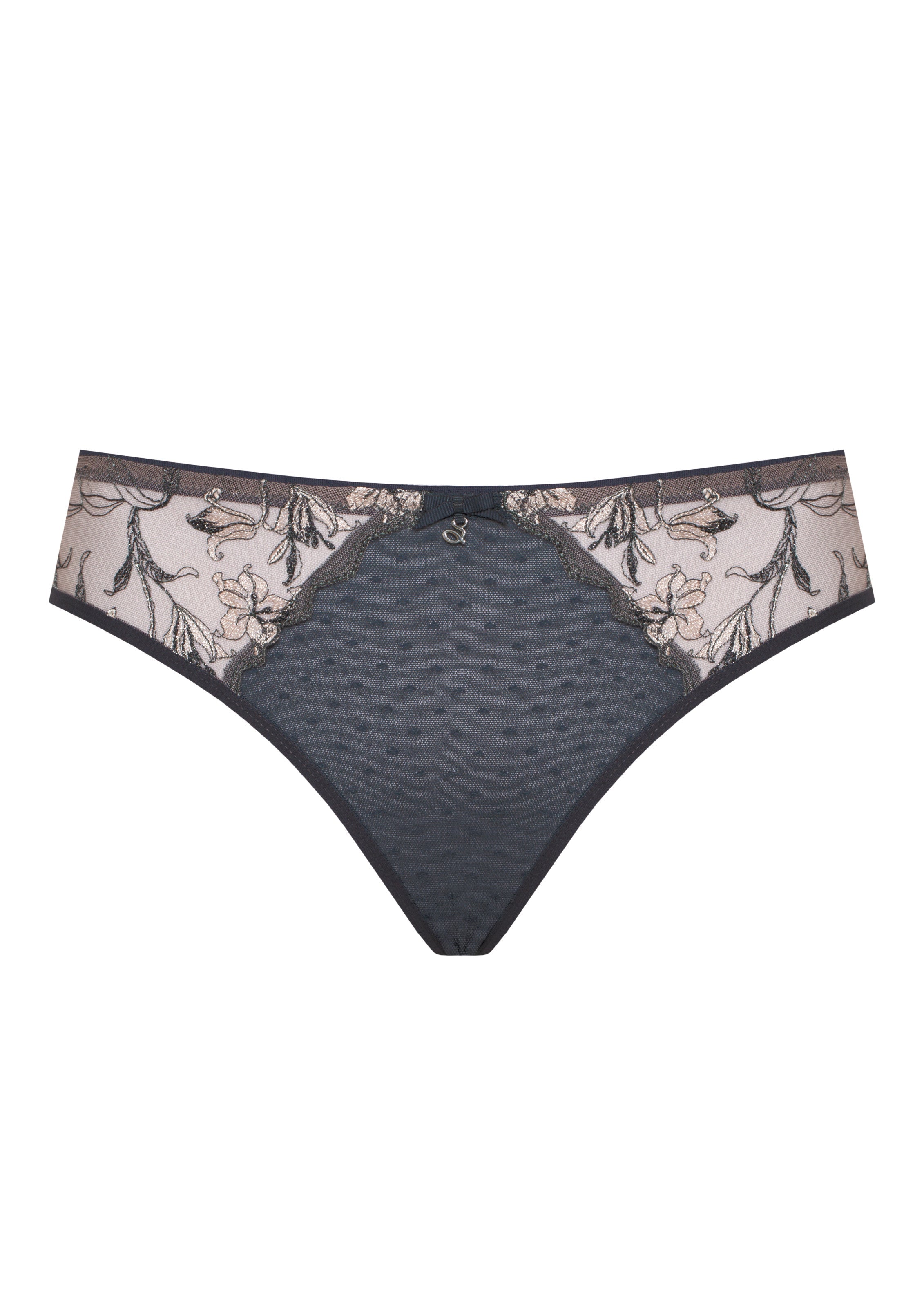 Samanta Eliza Graphite Embroidered Brazilian Panty — view 3