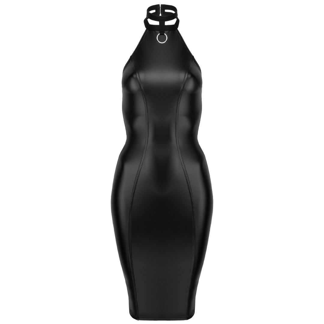 Sexy Powerwetlook Pencil Dress Noir Handmade — view 5