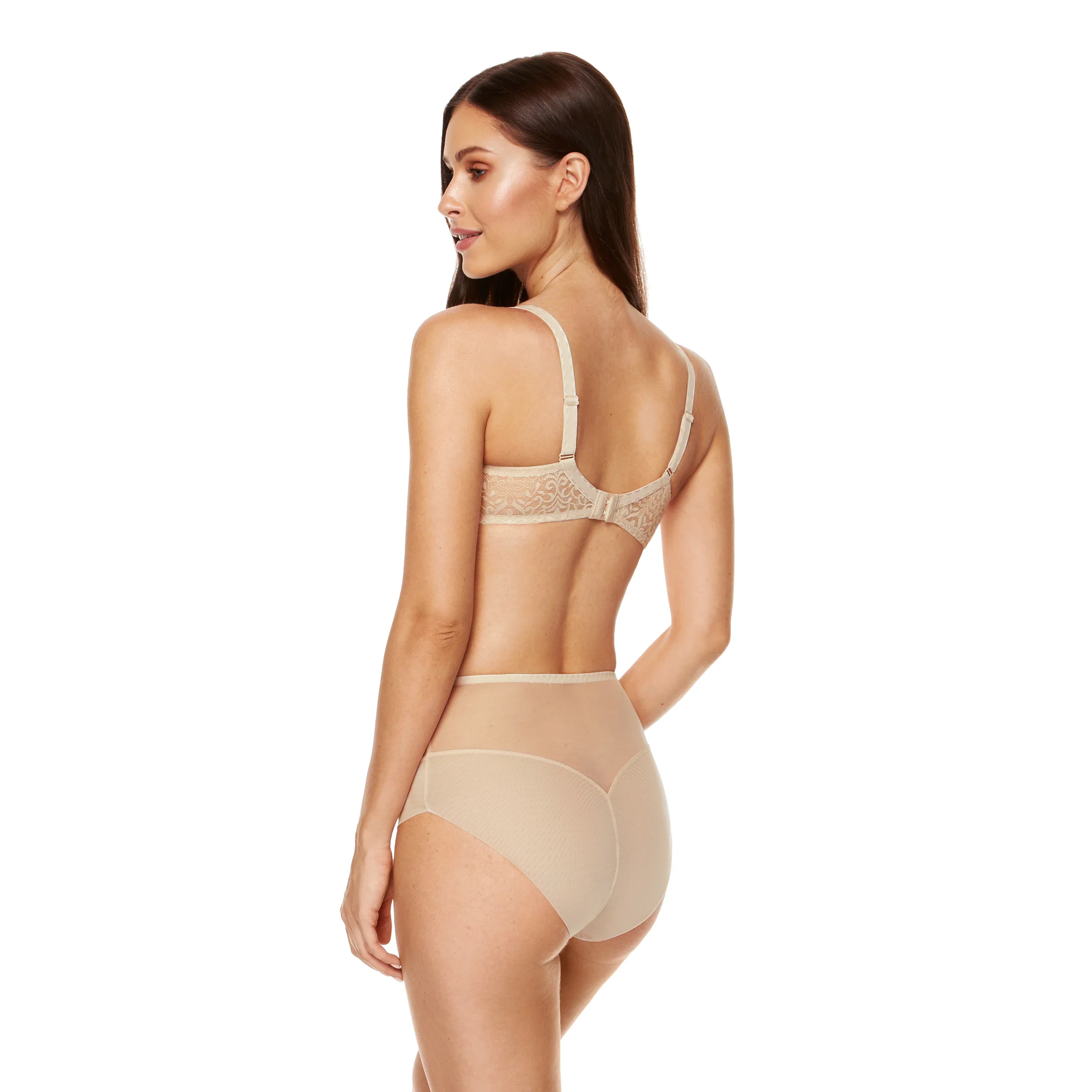 Gorteks Gabi Beige Lace High Waist Full Brief Panty — view 5
