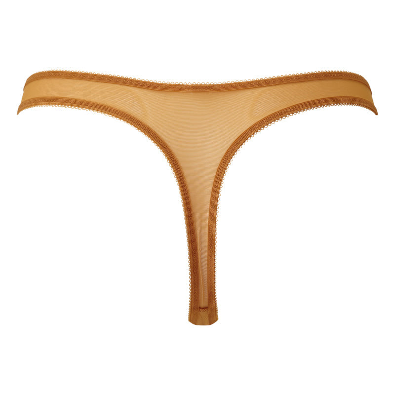 Gossard Glossies Lace Spiced Honey Sheer Thong Panty — view 5