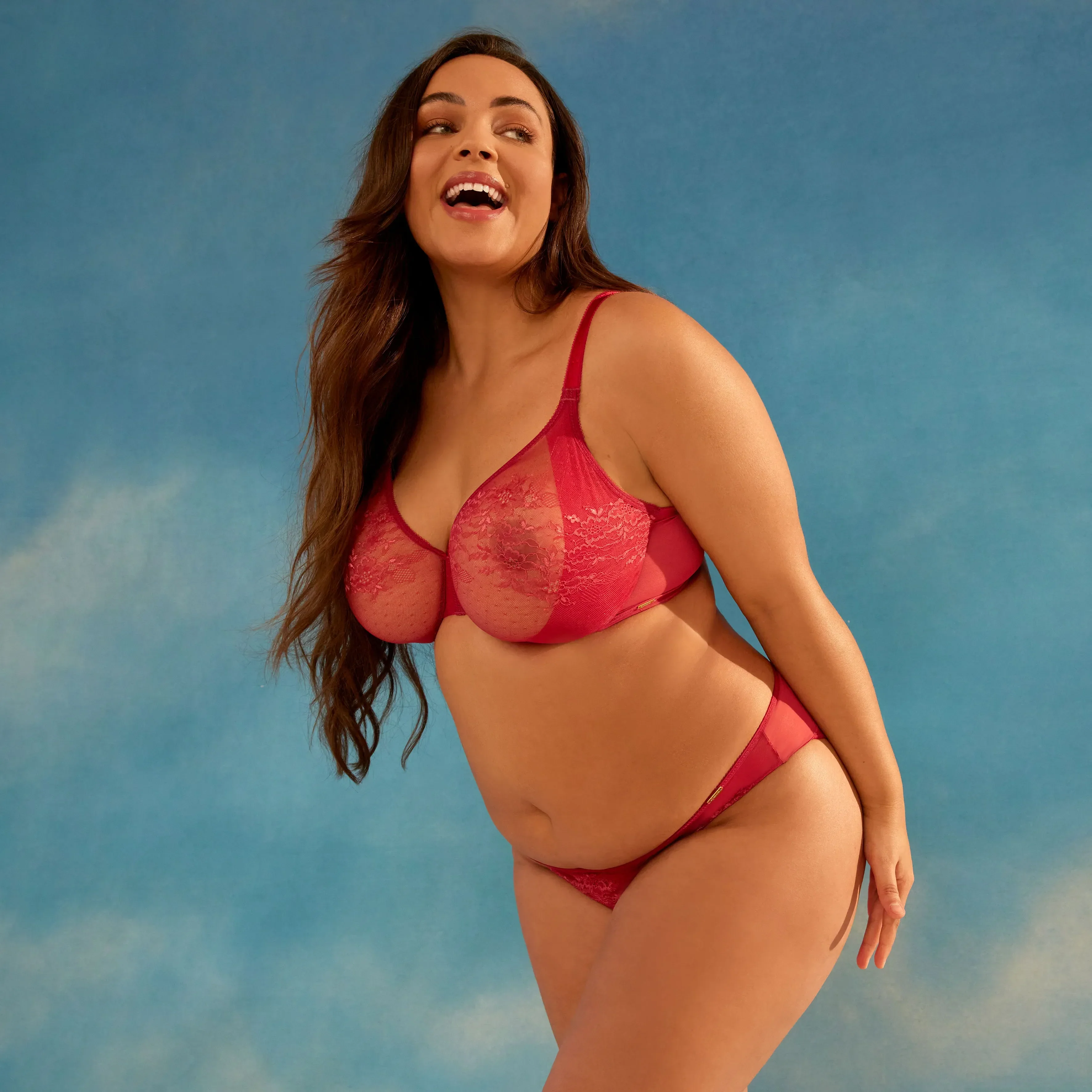 Gossard Glossies Lace Raspberry Blush Sheer Molded Bra — view 6