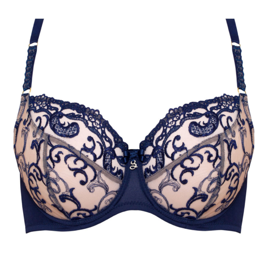 Samanta Hazel Navy Sheer Mesh 3-Part Full Cup Bra — view 3