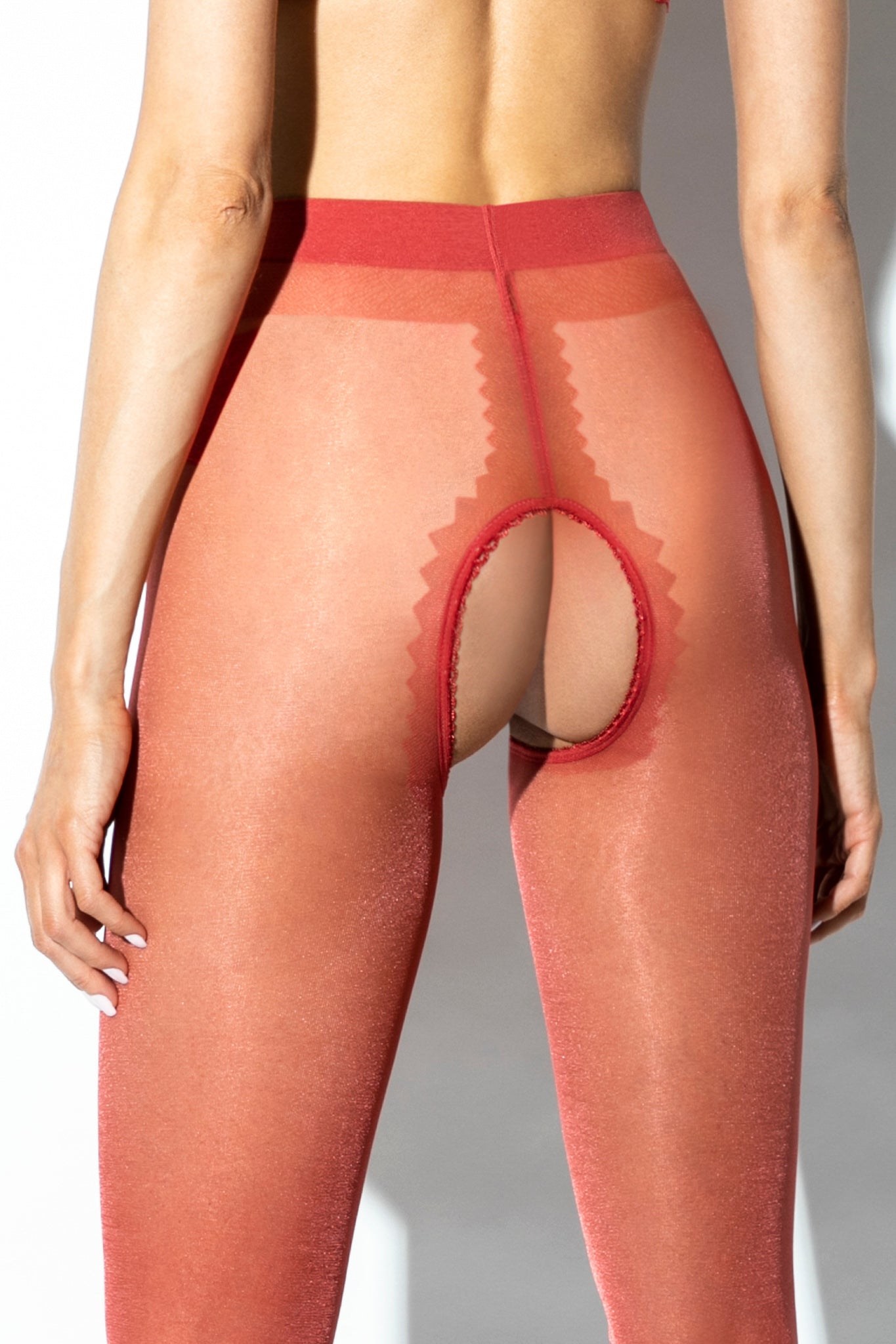 Amour Hip Gloss Red Open Crotch Pantyhose 20DEN — view 3