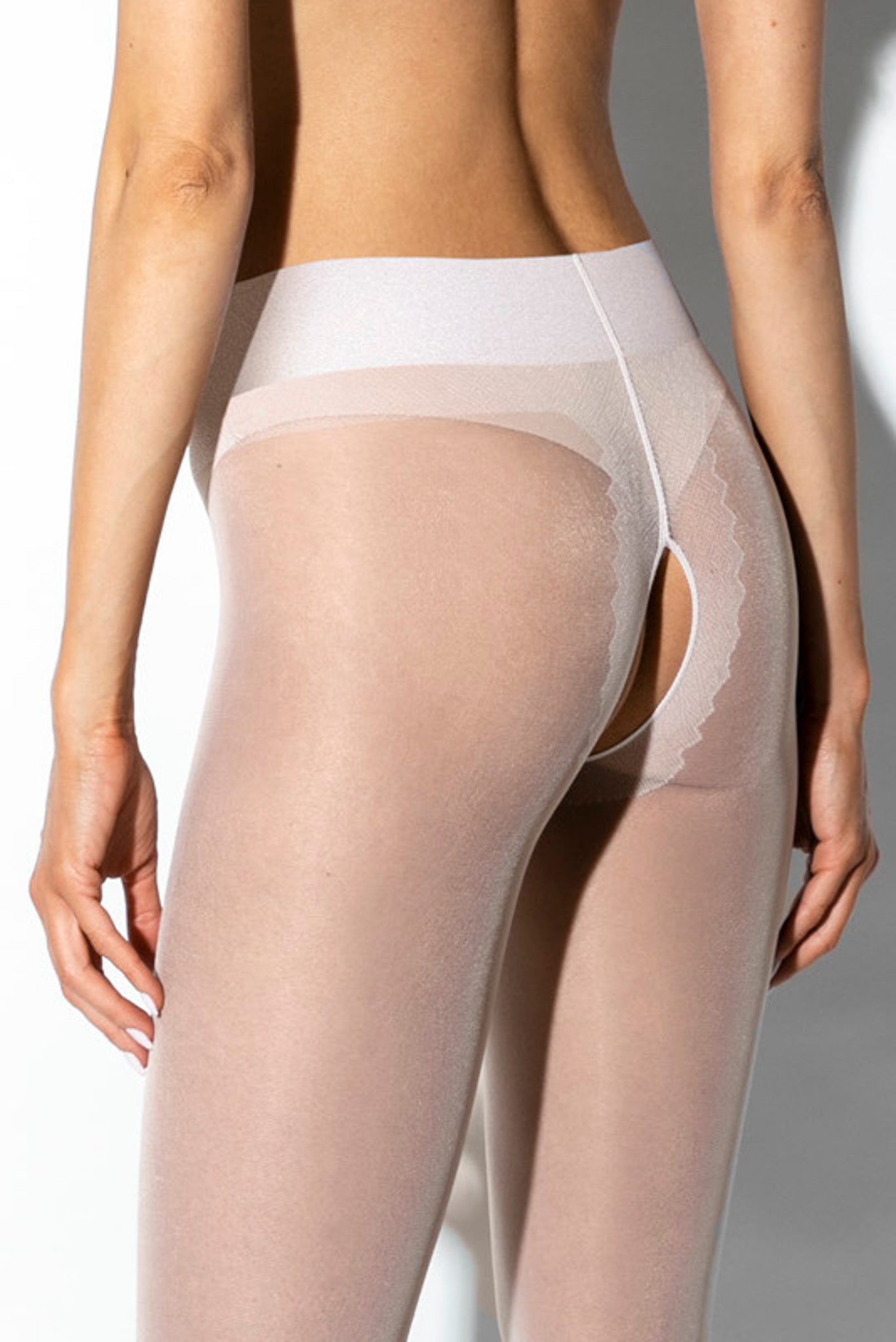 Amour Hip Gloss White Open Crotch Pantyhose 20DEN — view 3