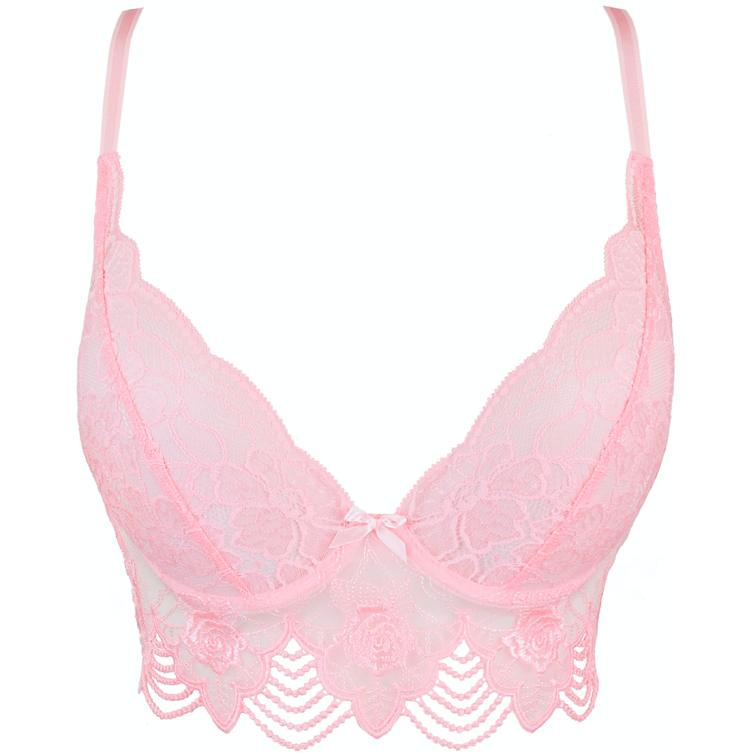 Axami Seductive Rose Sheer Lace Longline Plunge Bra — view 7