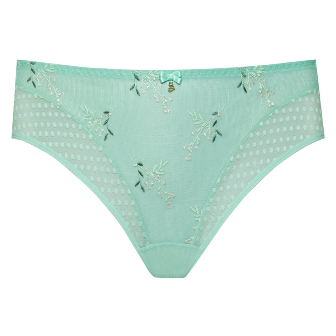 Samanta Juno Mint Sheer Mesh Tulle Embroidered Bikini Panty — view 4
