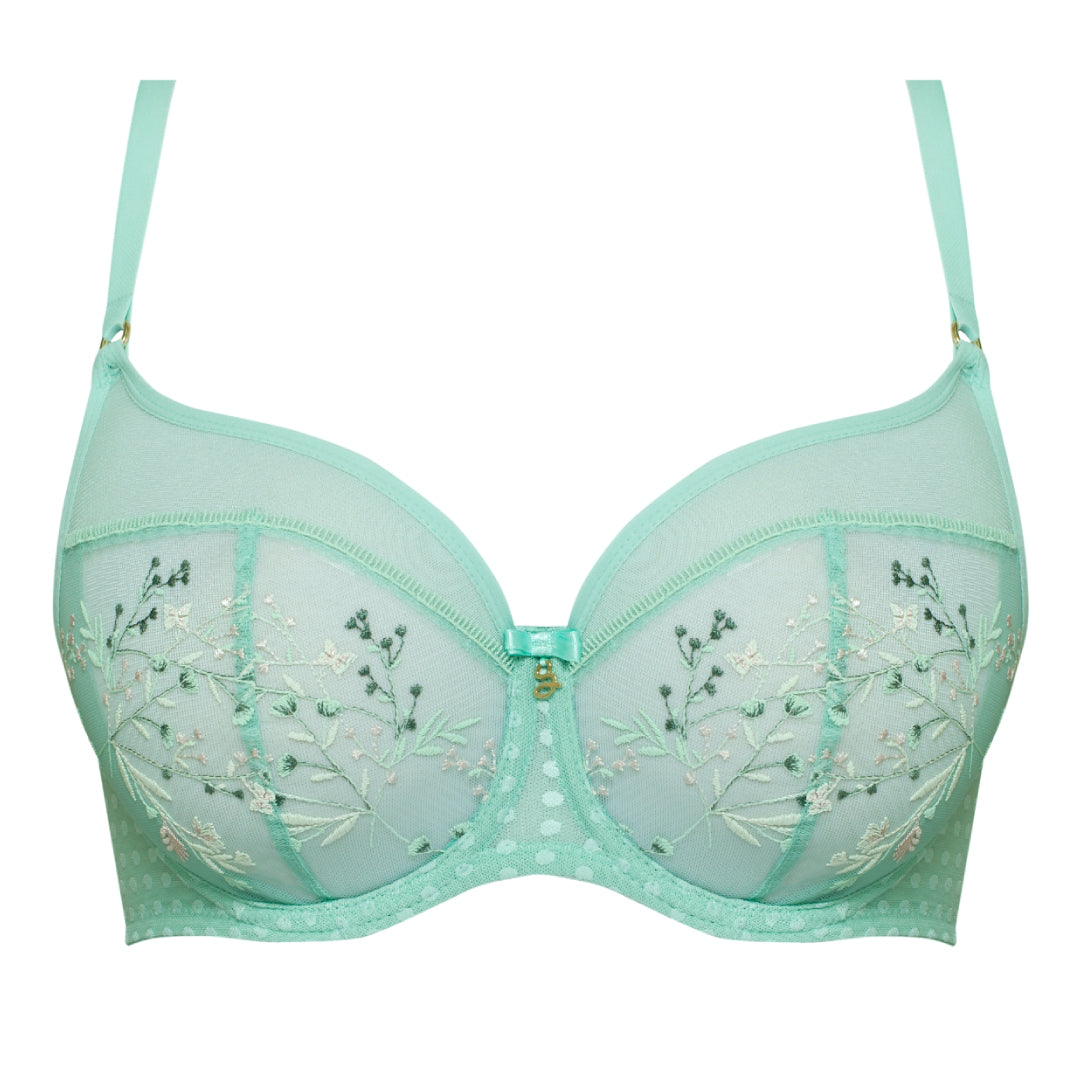 Samanta Juno Mint Sheer Mesh Embroidered Underwire Bra — view 6