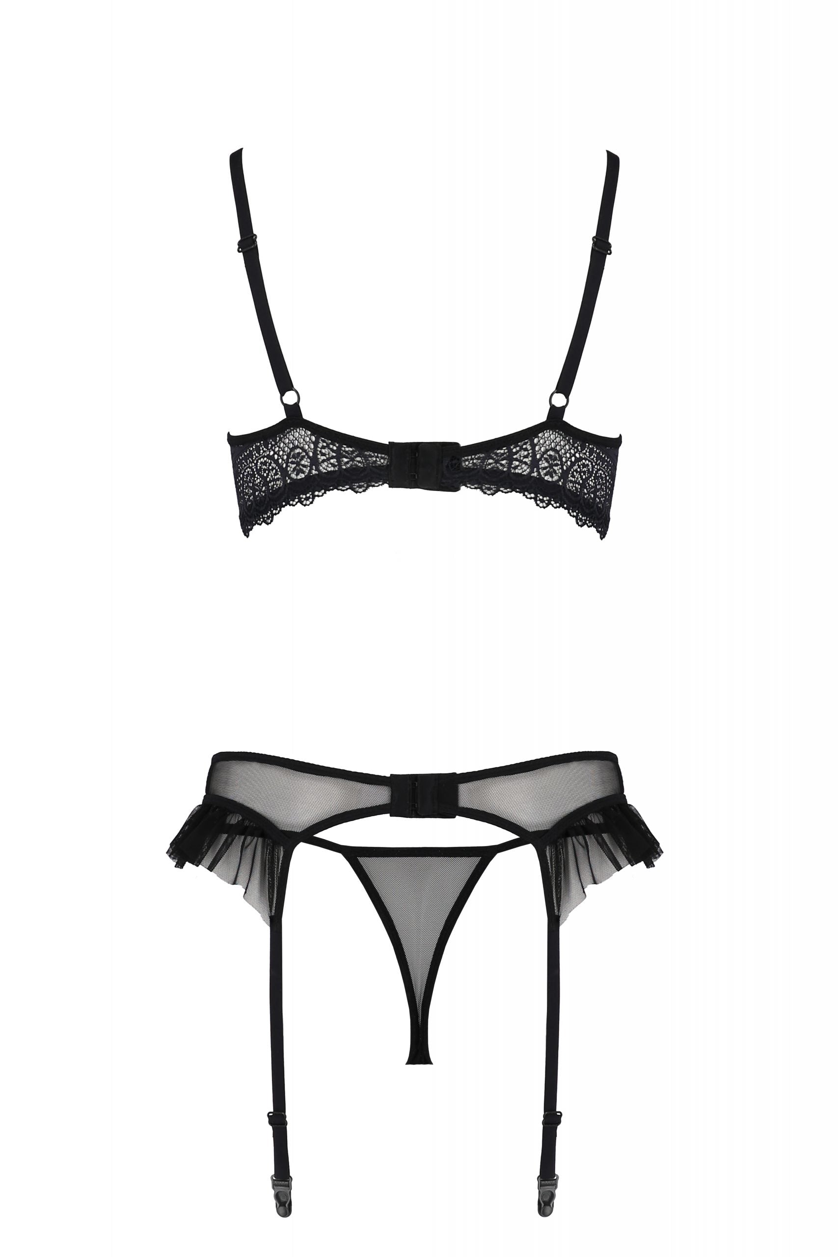 Sexy Open Cup Bra Garter Belt String Set Passion Kerria — view 4