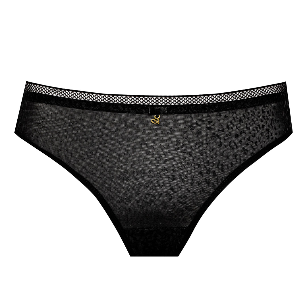 Samanta Leo Black Semi-Sheer Tulle Thong Panty — view 7