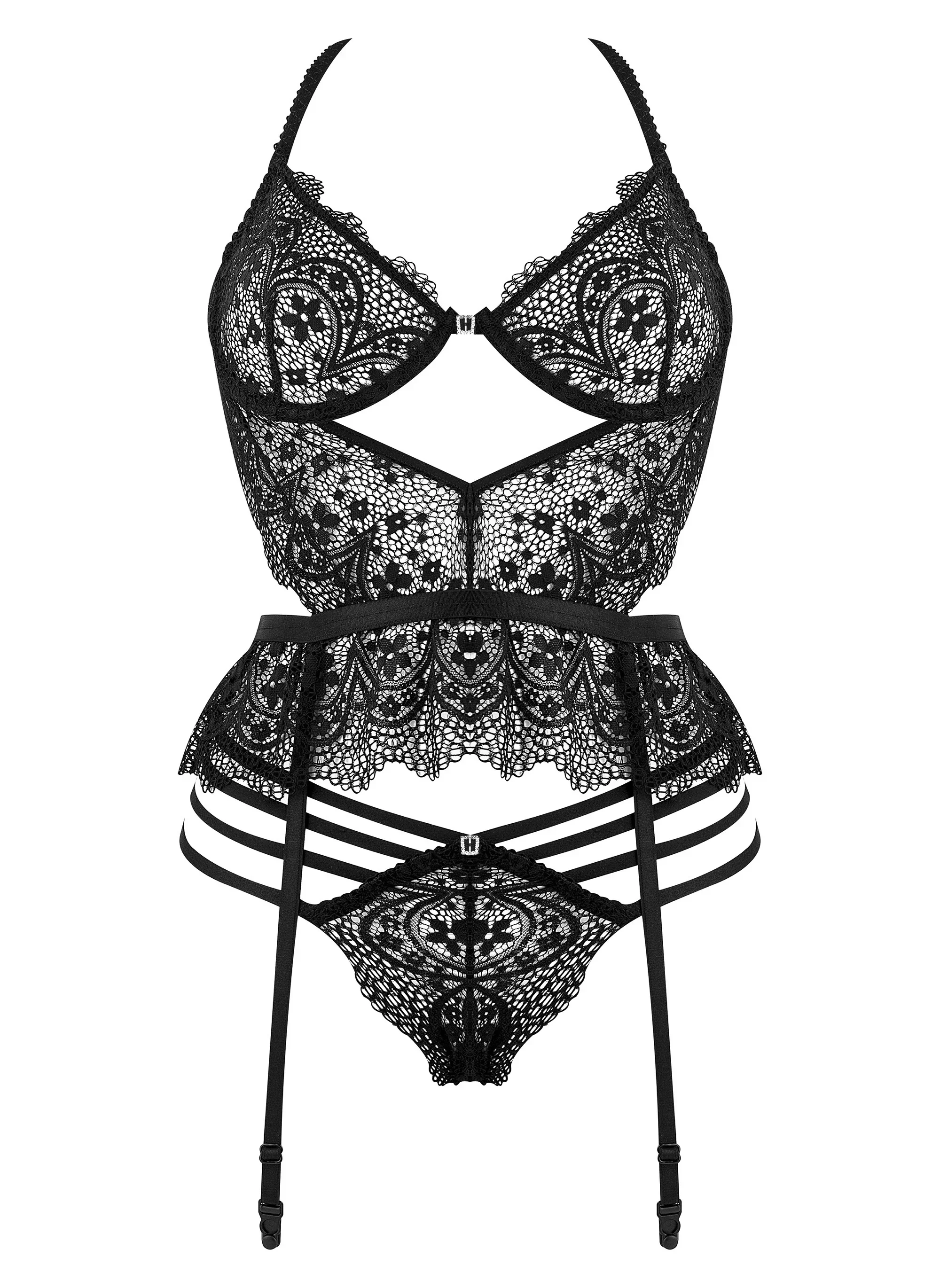 Beauty Night Temptation Lace Bustier Garter & String Set — view 5