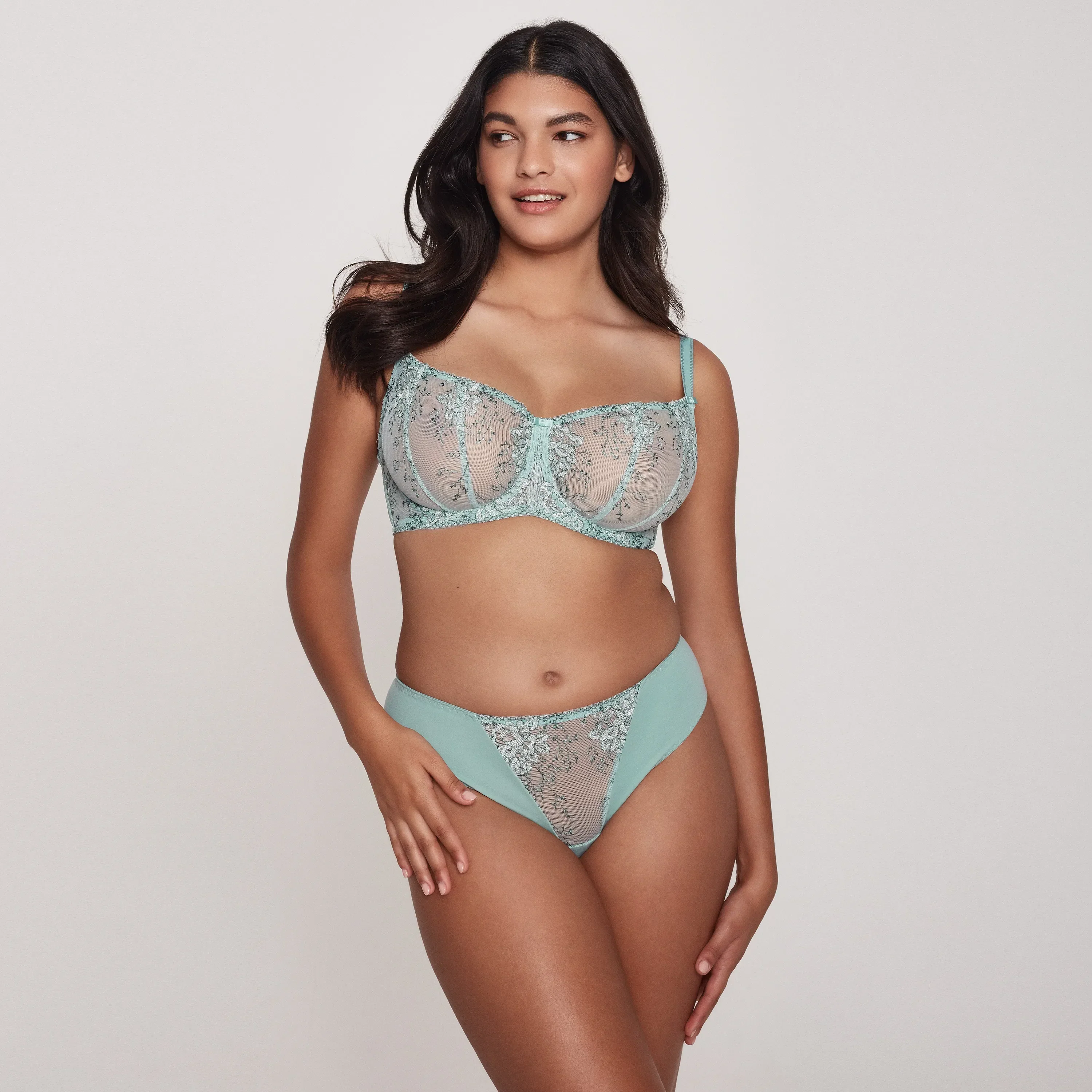 Sheer Embroidery Balconette Bra Laurel — view 3
