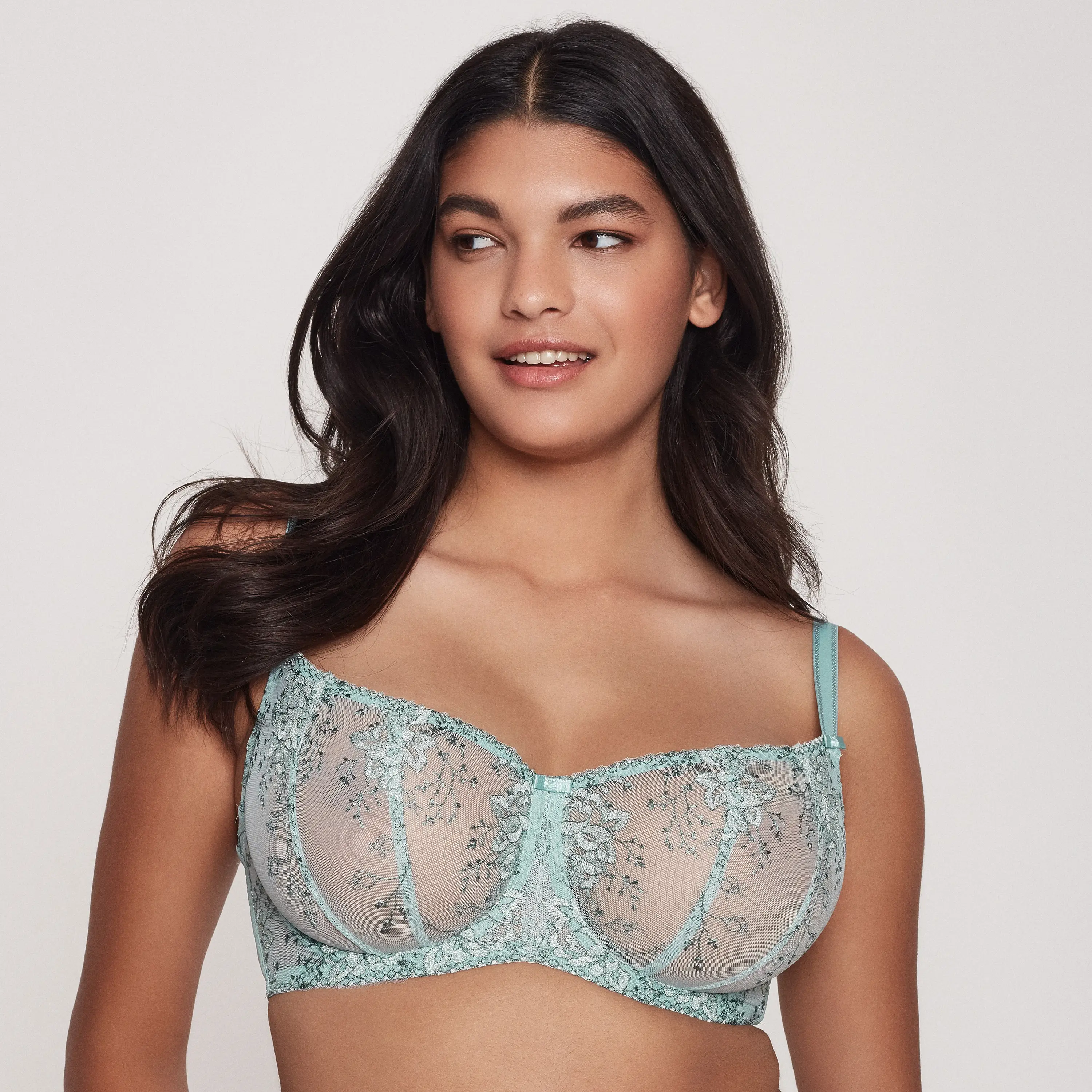Sheer Embroidery Balconette Bra Laurel