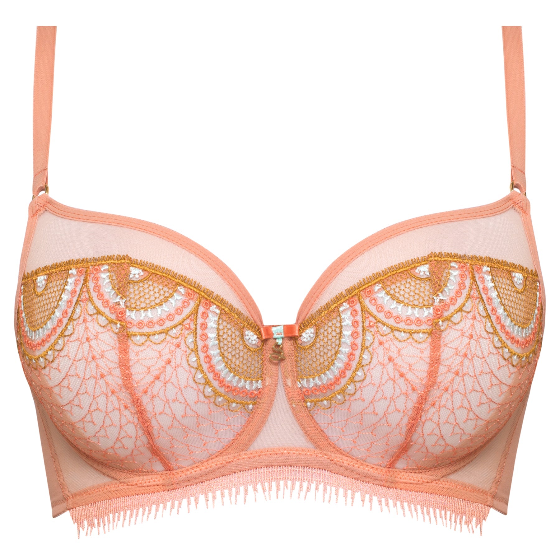 Samanta Lea Apricot Sheer Mesh Embroidered Underwire Bra — view 3