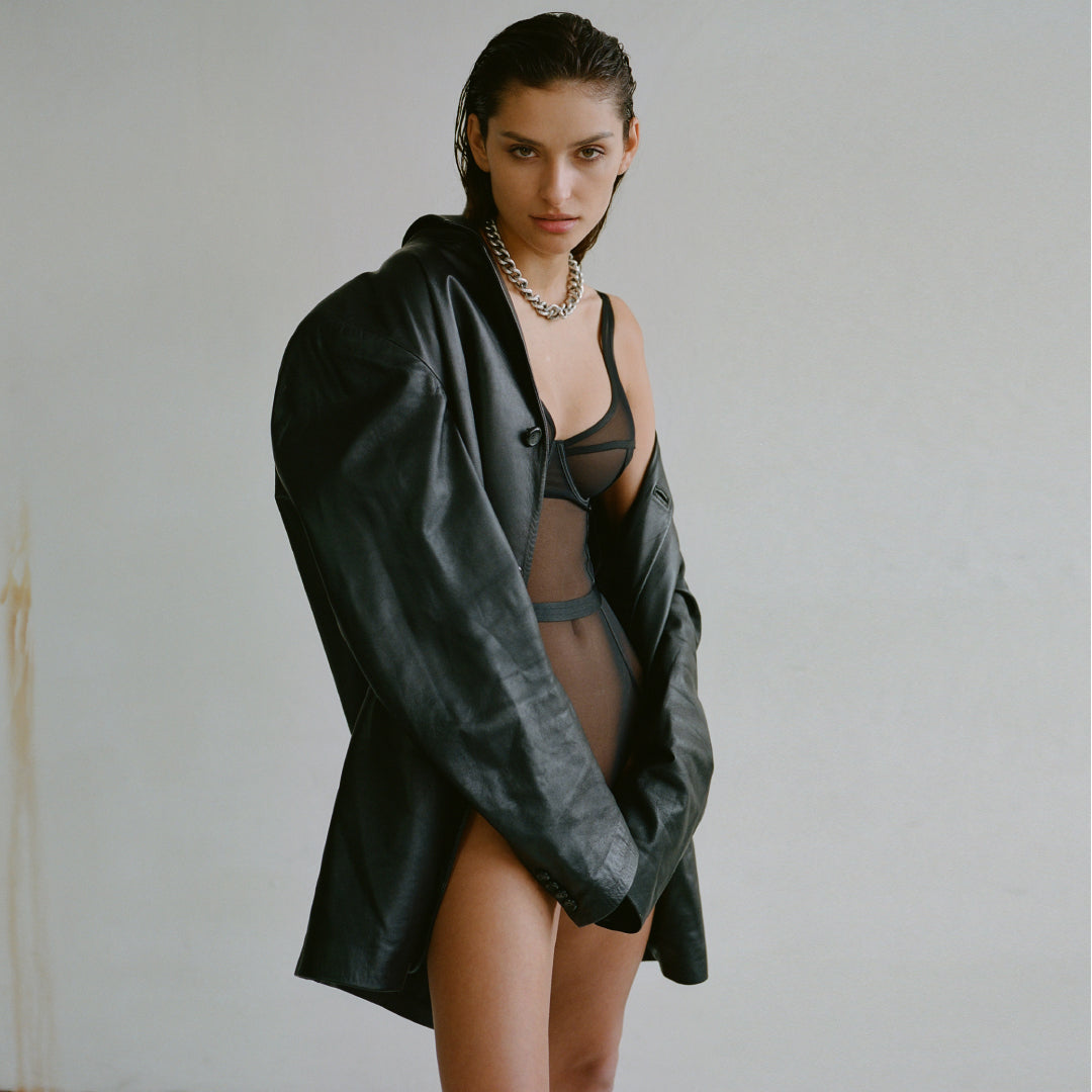 Kinga Mist Contour Sheer Mesh Bodysuit — view 3