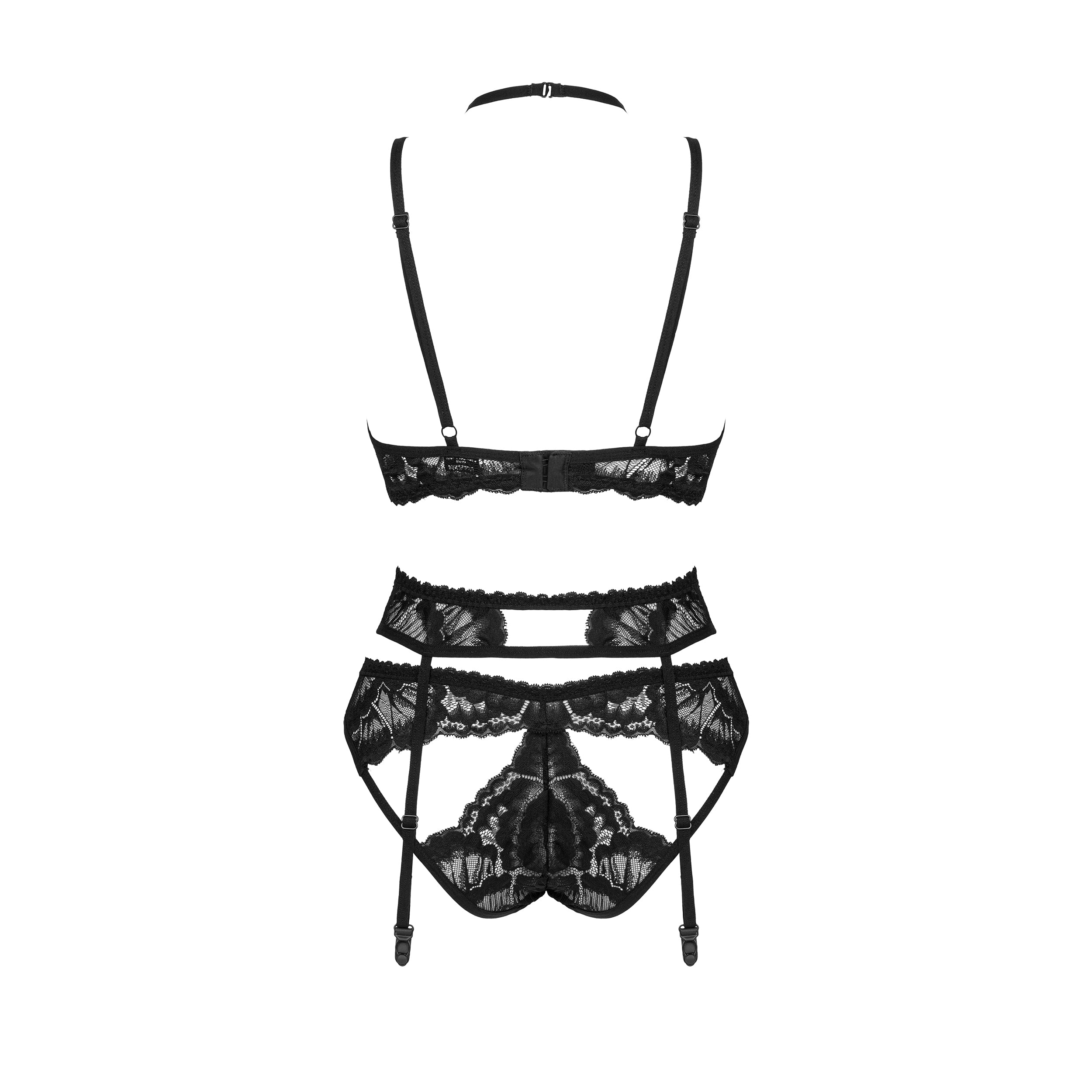 Obsessive Alessya Sheer Mesh Lace 3 Piece Lingerie Set — view 4