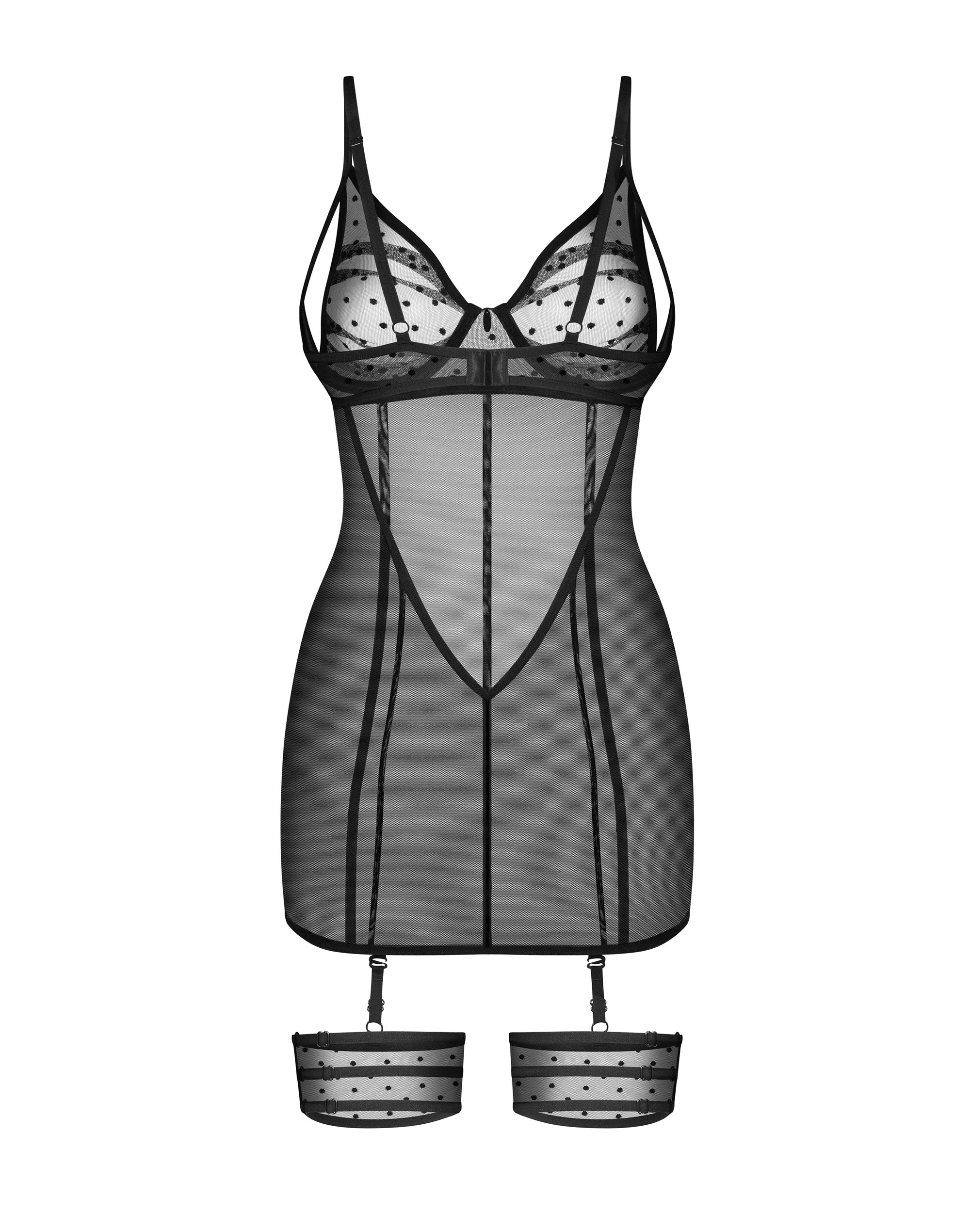 Obsessive Nuites Sheer Mesh Chemise String Set — view 7