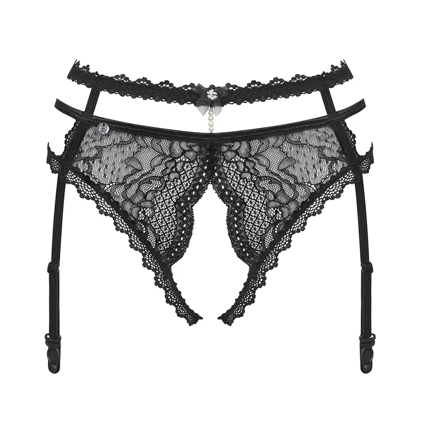 Obsessive Pearlove Open Crotch Lace Garter Panty — view 3
