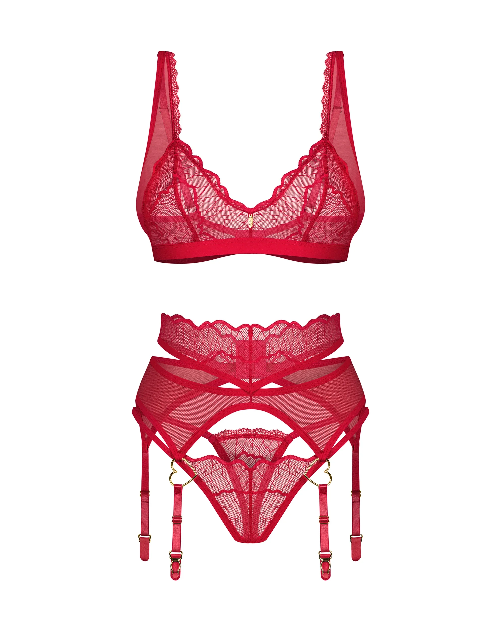 Obsessive Cupide Desir Sheer Bralette Thong Garter Belt Set — view 7