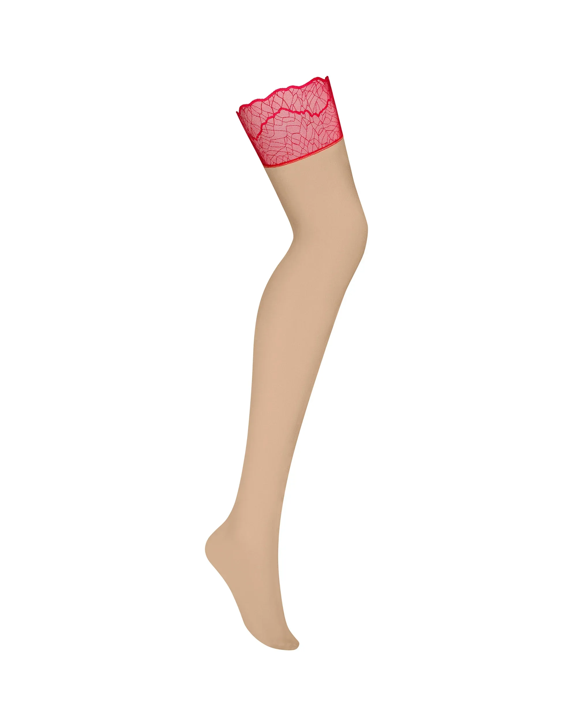 Obsessive Cupide Desir Nude Stockings with Red Lace — view 3