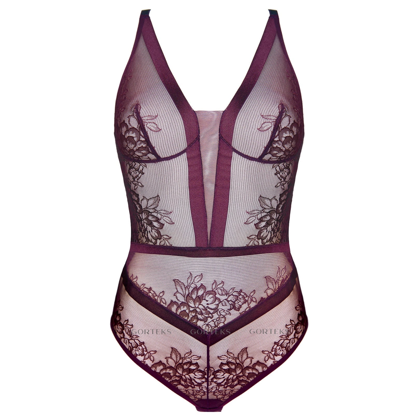 Gorteks Porto Aubergine Sheer Lace Body — view 5