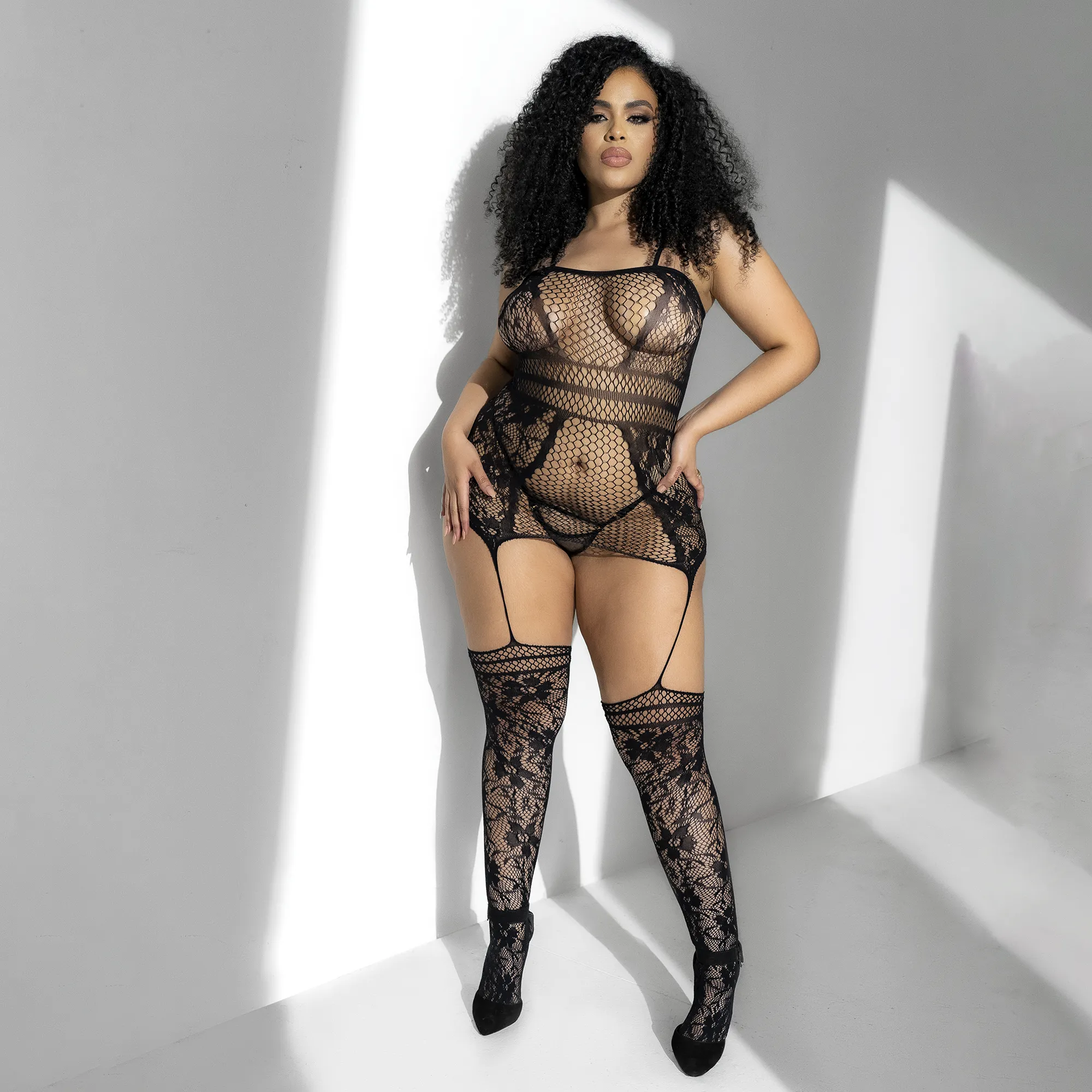 Mapale Eleganza Sheer Fishnet Lace Bodystockings — view 4