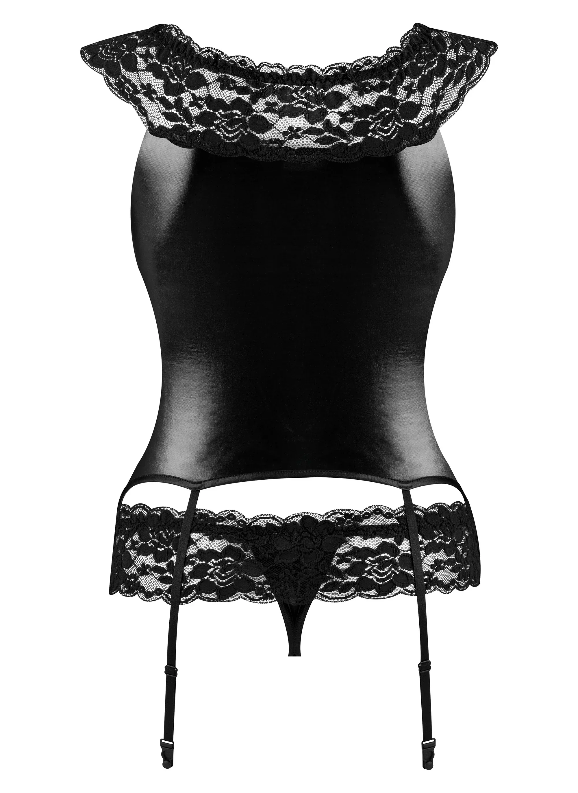 Beauty Night Raven Soft Bustier Garter & String Set — view 5