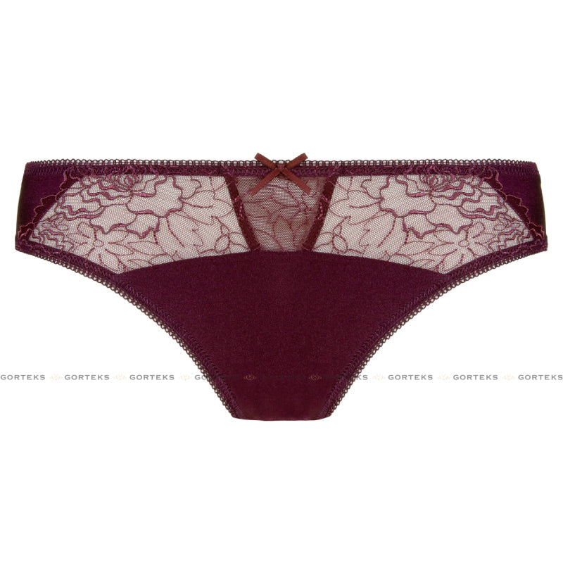 Gorteks Pamela Aubergine Semi Sheer Thong Panty — view 3
