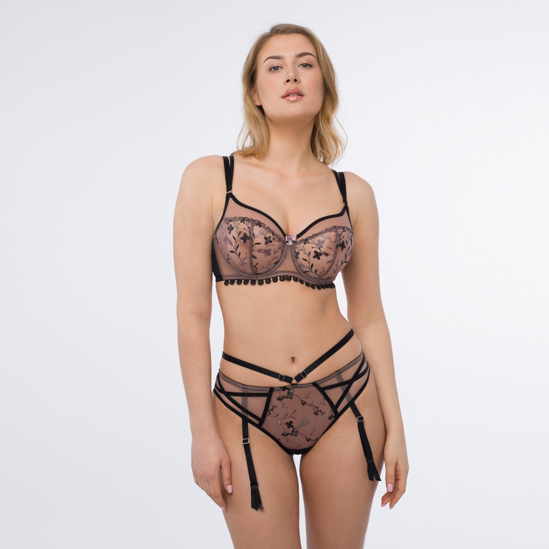 Samanta Antinea Black Transparent Embroidered Tanga Panty — view 5