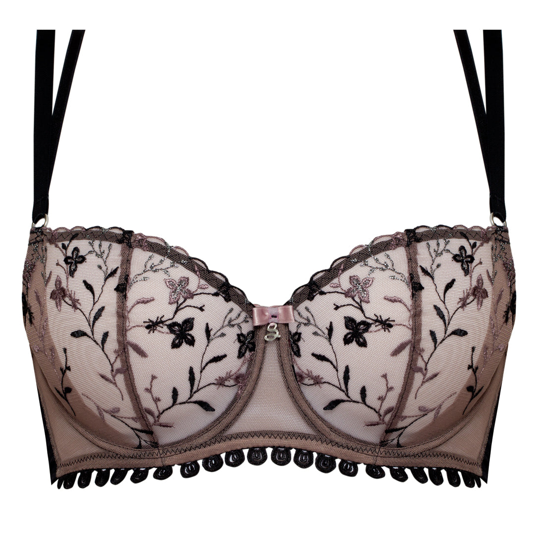 Samanta Antinea Black Transparent Embroidered Balconette Bra — view 6