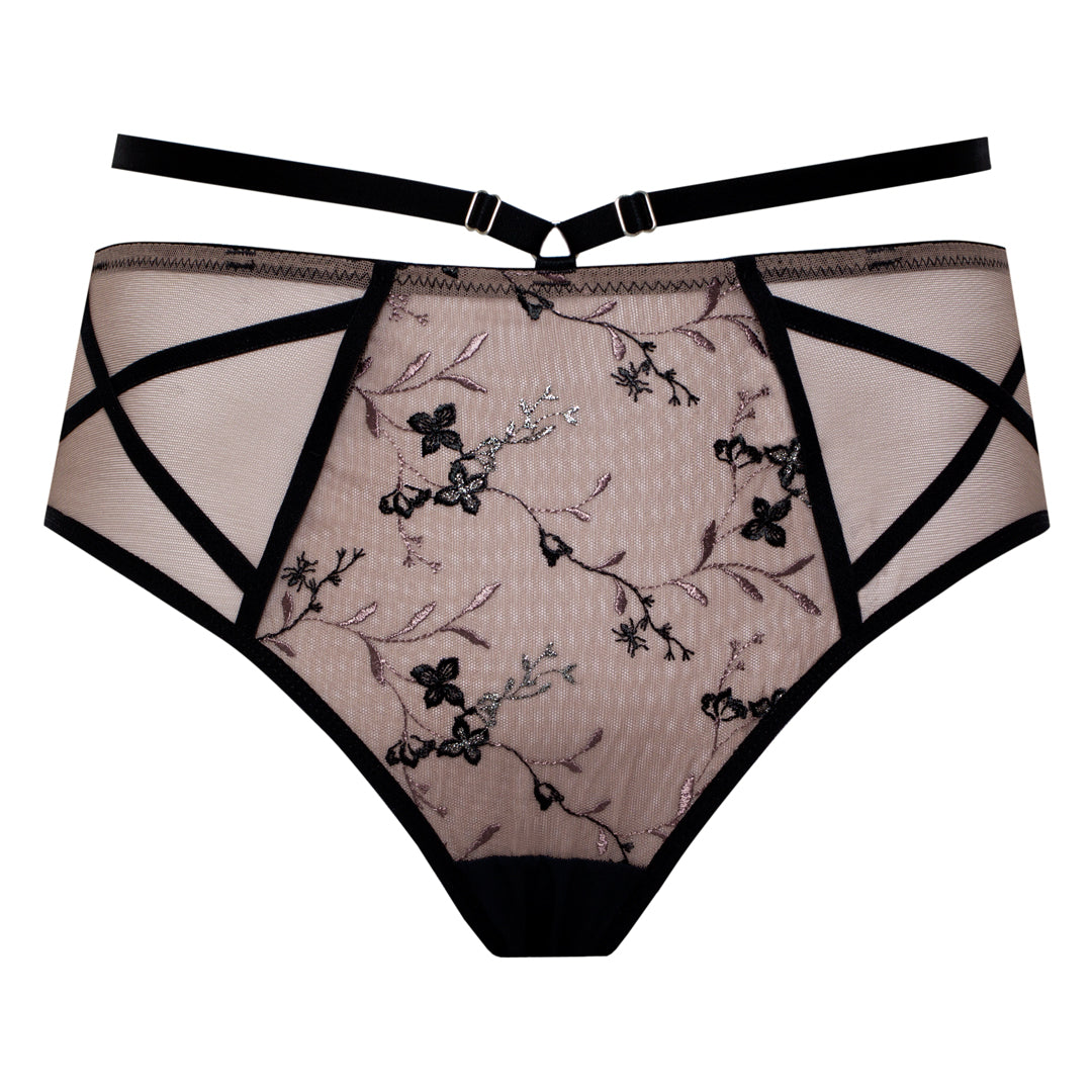 Samanta Antinea Black Transparent Tulle Embroidered Bikini Panty — view 4