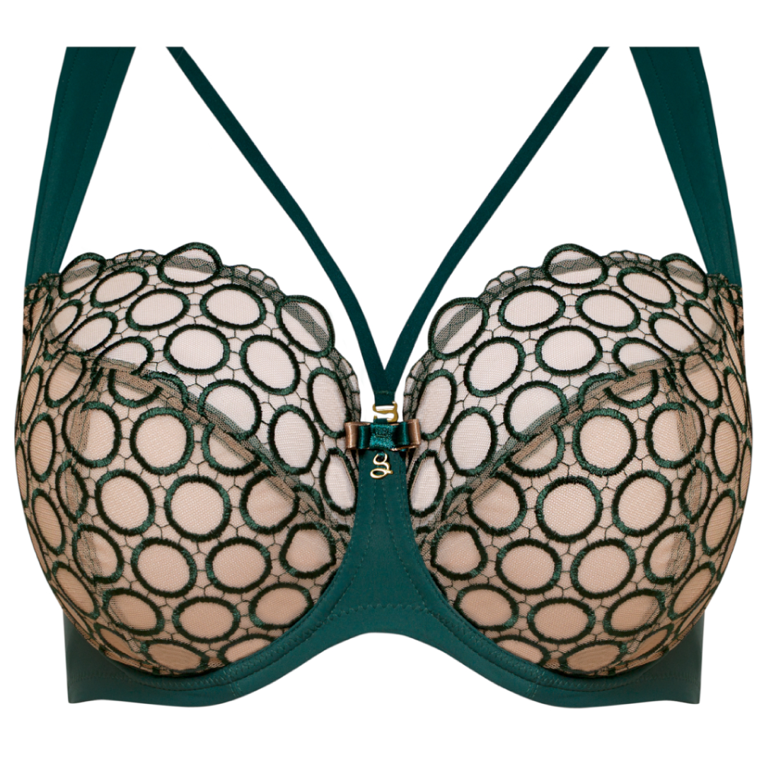 Samanta Boobie Emerald Sheer Mesh Tulle Tulip Seam Balconette Bra — view 5