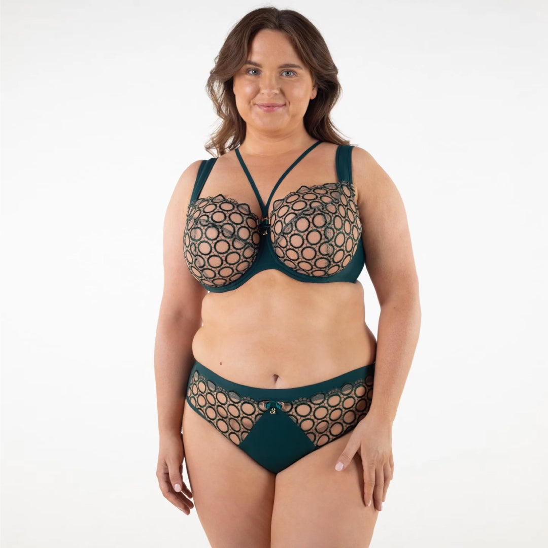 Samanta Boobie Emerald Sheer Mesh Tulle Embroidered Brief Panty — view 6