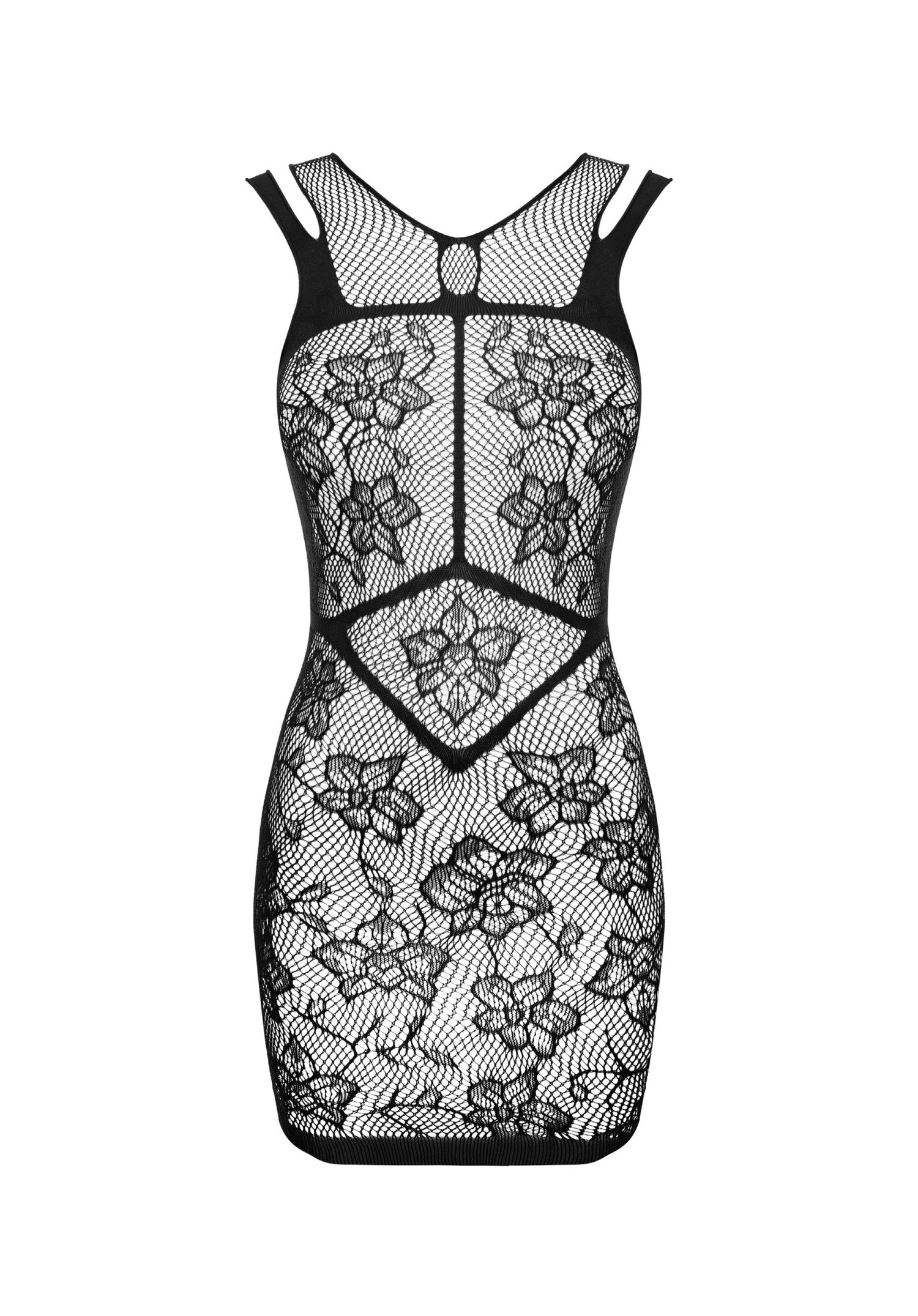 Obsessive Noir Bloom Black Floral Mesh Mini Dress — view 4