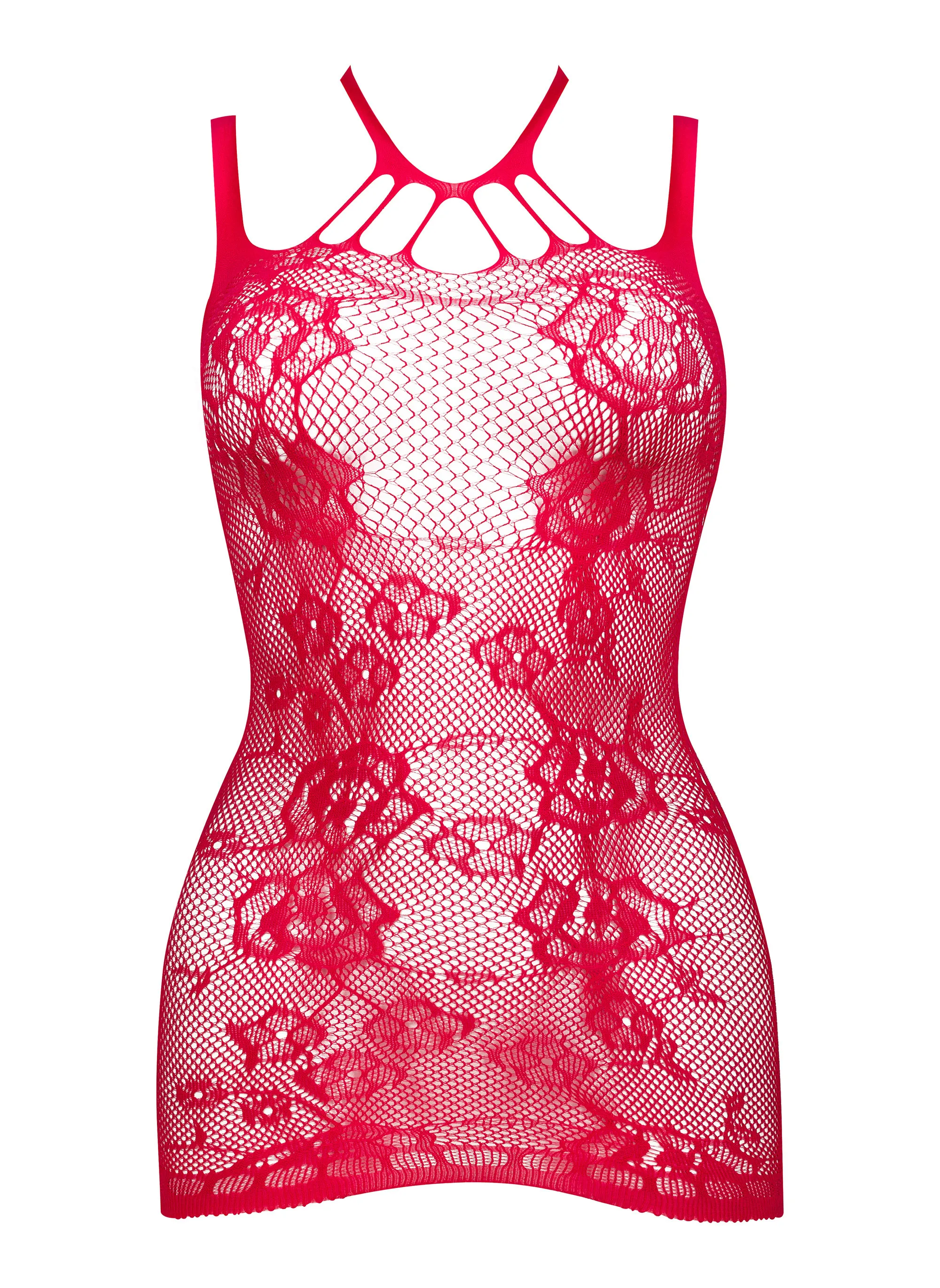 Beauty Night Anya Red Sheer Fishnet Mini Dress — view 5