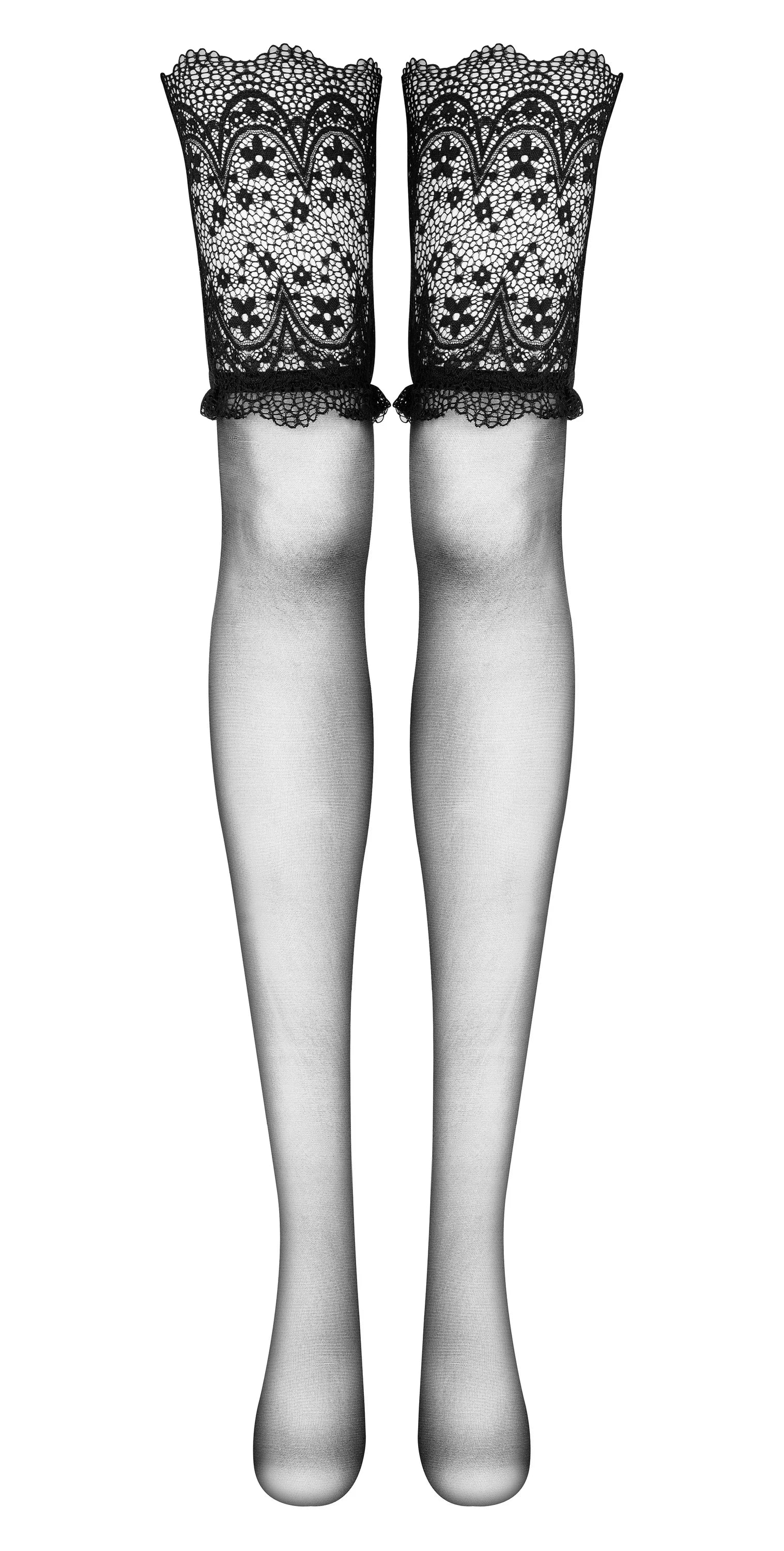 Beauty Night Obsidian Lace Top Sheer Stockings — view 4