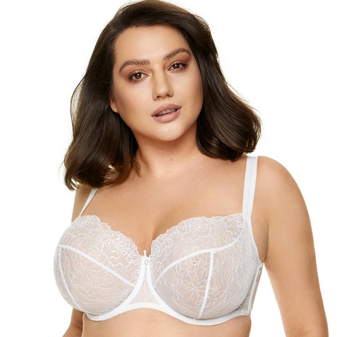 Gorteks Pamela White Sheer Mesh Balconette Bra — view 7