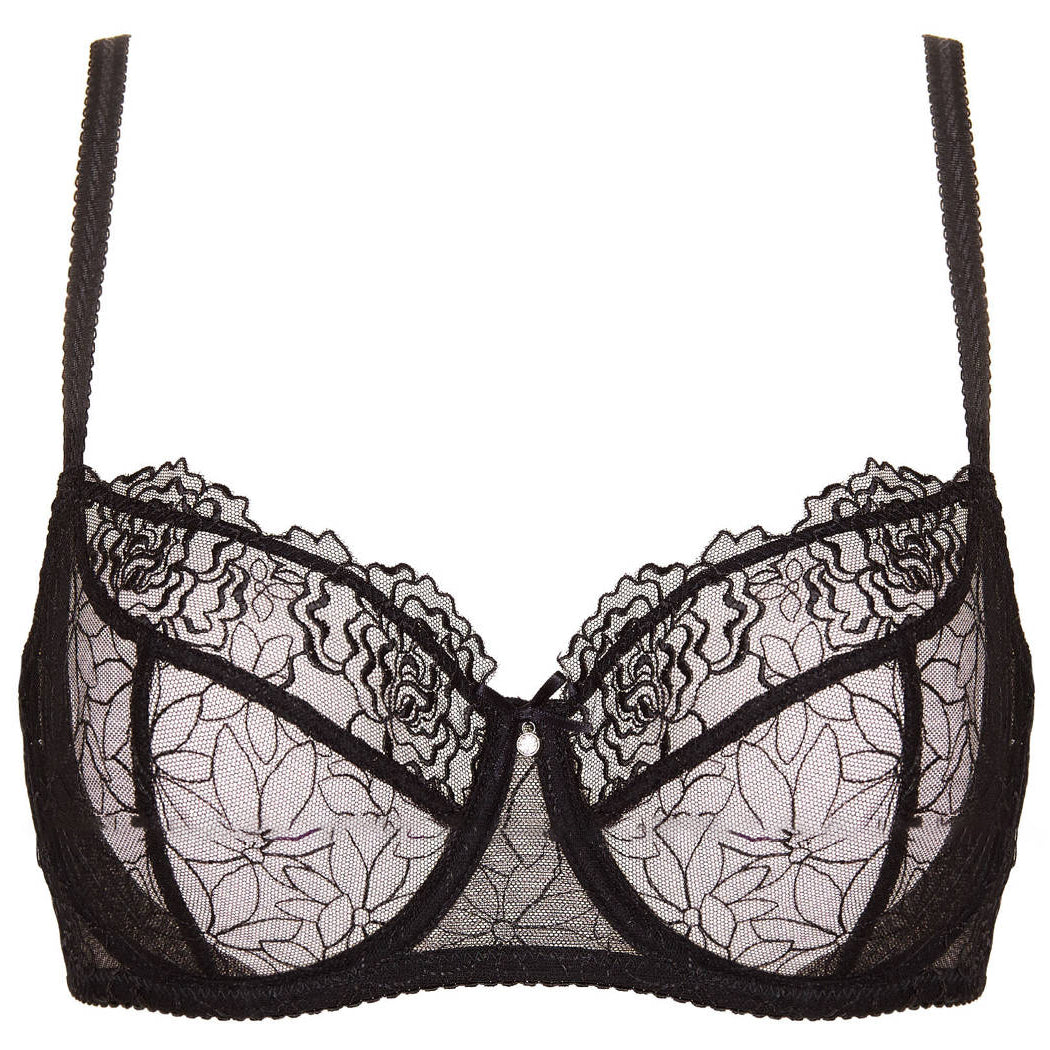 Gorteks Pamela Black Sheer Mesh Balconette Bra — view 5