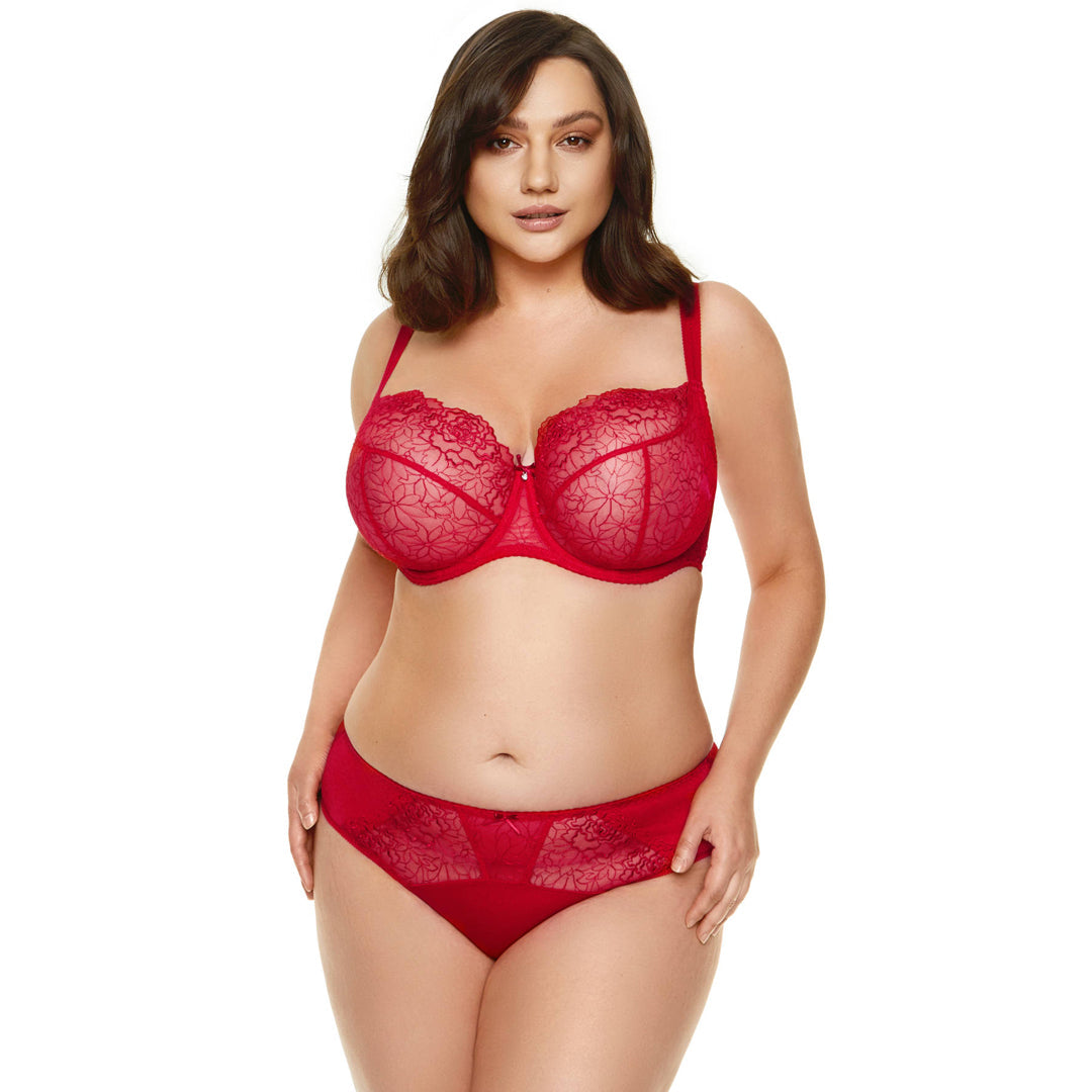 Gorteks Pamela Red Sheer Mesh Balconette Bra — view 7