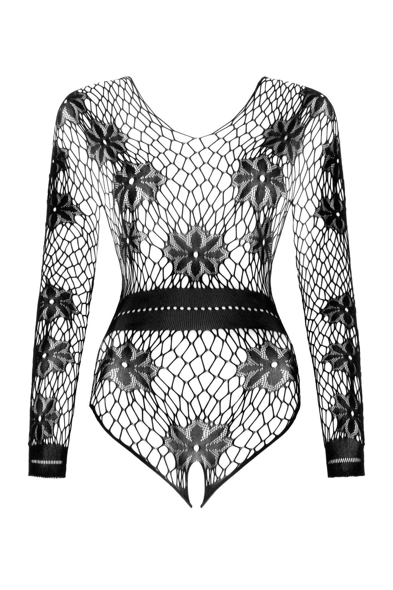 Beauty Night Regina Black Sexy Long Sleeve Fishnet Bodysuit — view 4